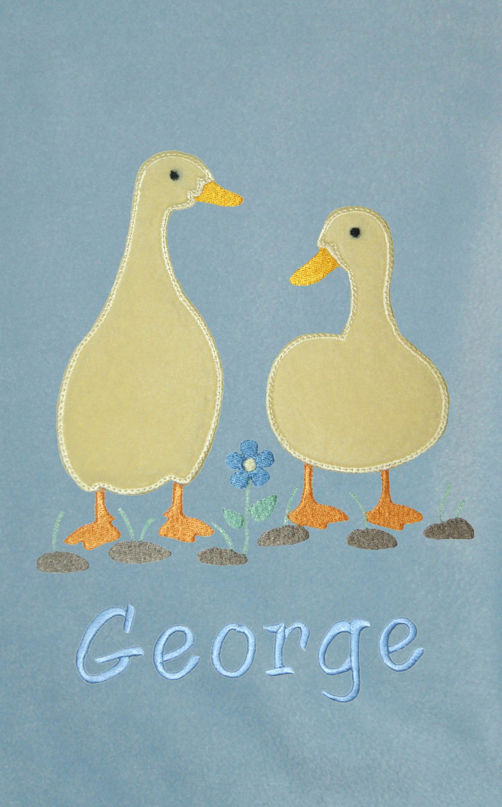 Sew Sew Special Boys Blue ’S Personalised Applique Cute Ducks Super Soft Fleece Blanket. (Blue)