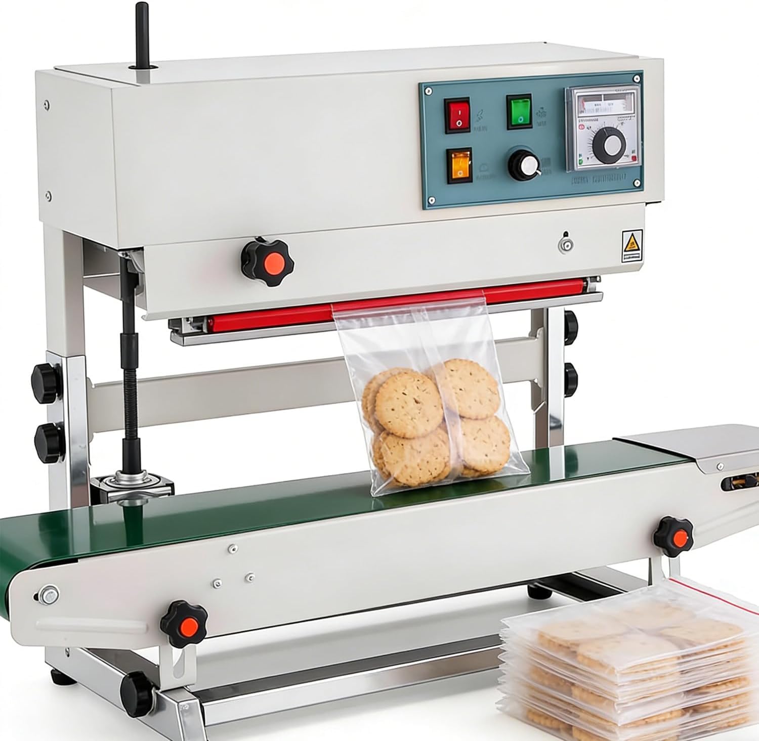 GYKOZY FR-900 Automatic Vertical Continuous Sealer, Band Sealing Machine for PVC Bags Aluminum Foil,Pure Copper Motor, Adjustable Speed, Pointer Temp