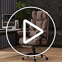 Efomao Big and Tall Office Chair 400 lb Weight Capacity, High Back Executive Office Chair with Foot Rest, Fabric Computer Chair for Back Pain Relief, Black
