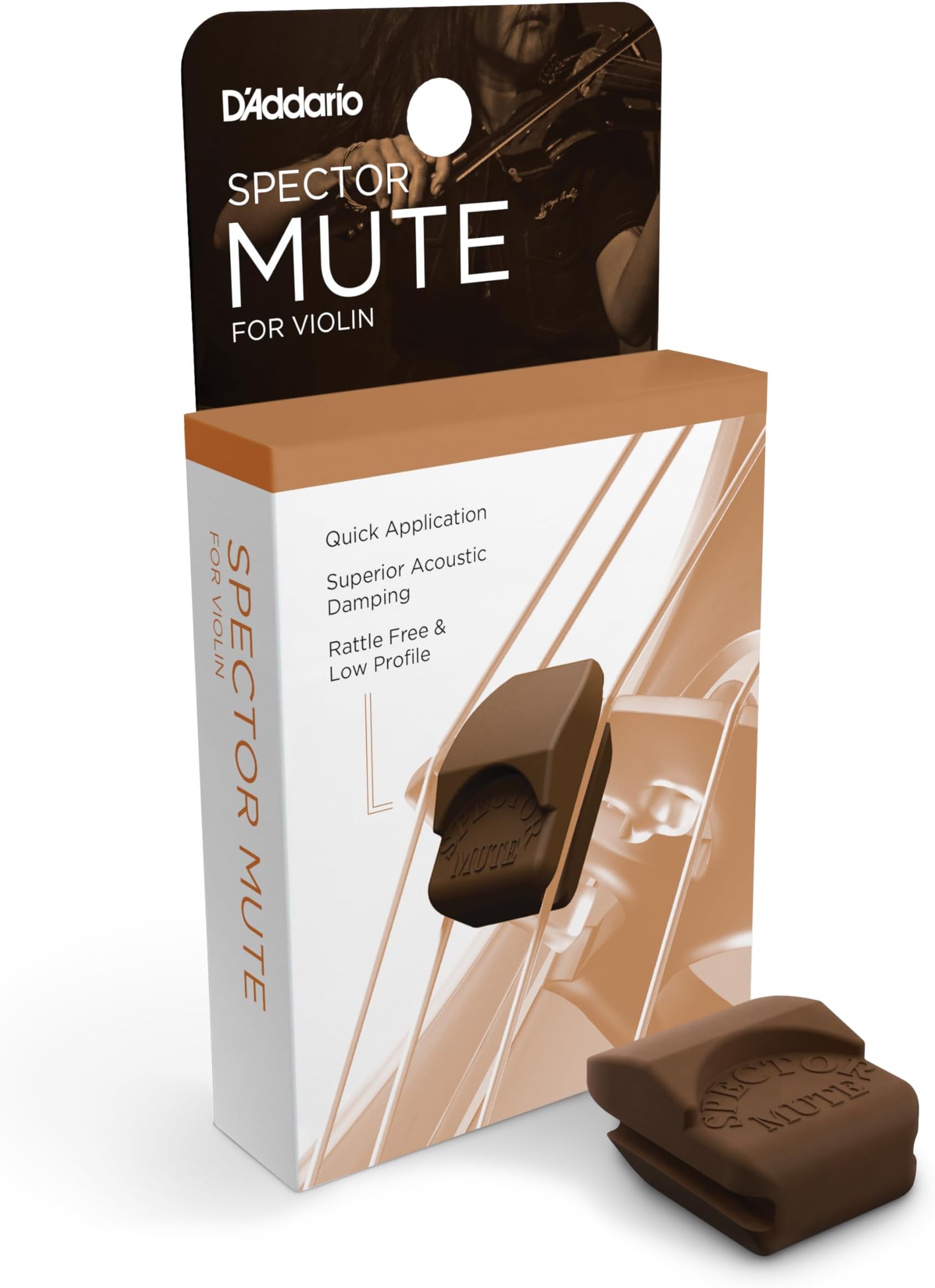 D’Addario Spector Violin Mute - Reduces Volume While Playing - Great for Practicing Quietly - Copper
