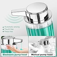 Vista 2 de Automatic Soap Dispenser Liquid for Kitchen: 11 OZ Glass Touchless Clear Auto Soap Dispenser for Bathroom - Hand Dish Lotion Home Countertop Kids
