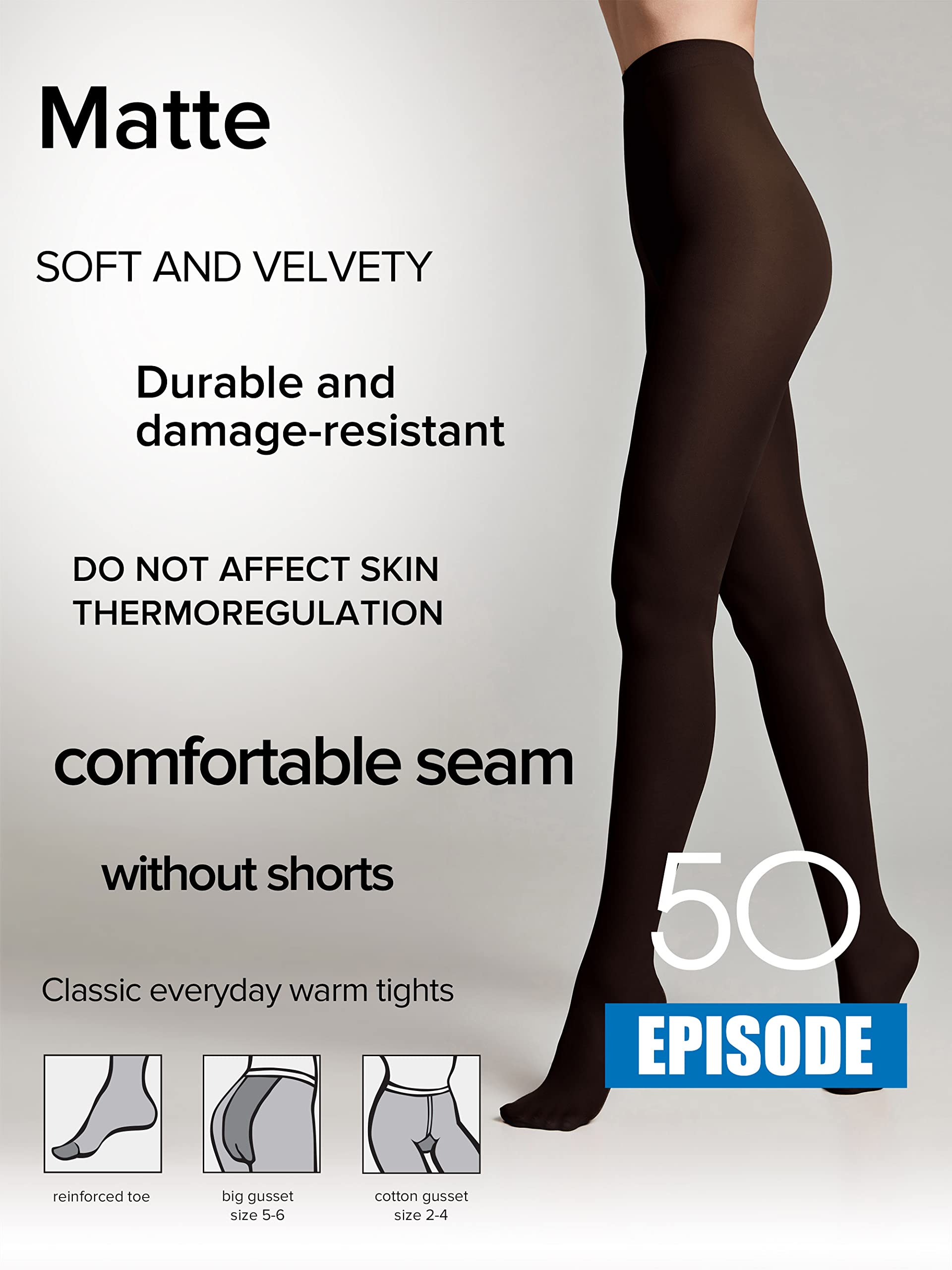 Conte Collants semi-opaques chauds épais et durables en microfibre épisode 50 deniers