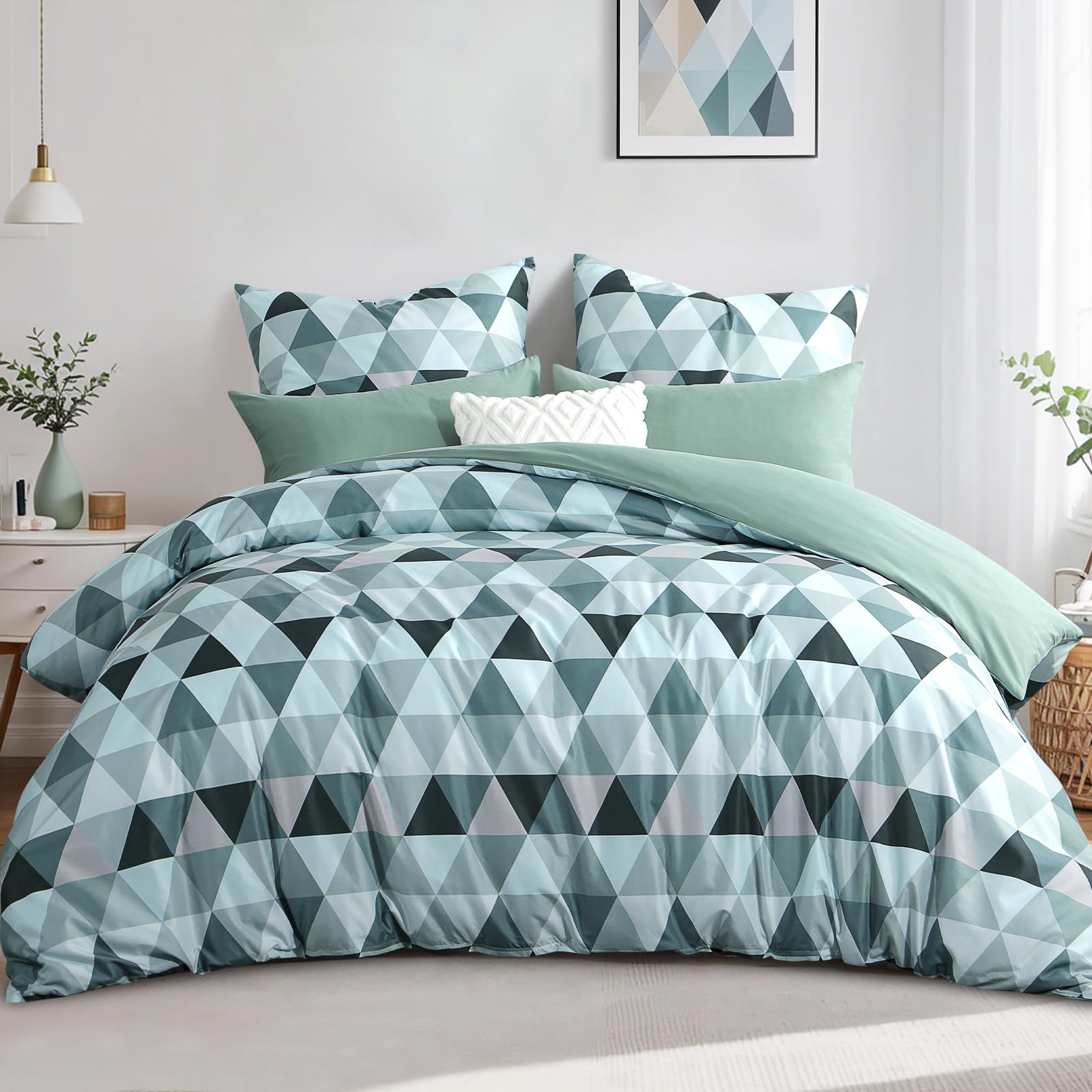 RUIKASI Beddengoed, 135 x 200 cm, 4-delig, met hartjes, wit-roze dekbedovertrekken, 135 x 200 cm, 2-delige set, 135 x 200 cm, beddengoedset van microvezel, met ritssluiting, zacht en strijkvrij