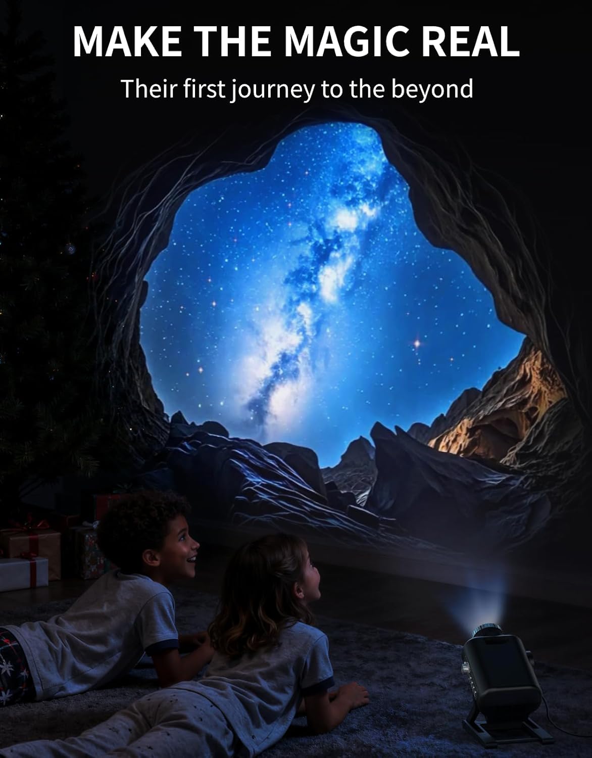 60-in-1 Galaxy Projector, HD Home Planetarium Projector with Built-in Non-Fading Scenes, 3D Star Light for Bedroom, Twinkling Star & Meteor, Bluetooth Speaker & White Noise, Birthday Gifts