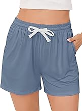 Vlazom Women's Pyjama Shorts, Super Soft Sleeping Bottoms Stylish Lounge Shorts for Sleep Gym Running with Pockets S-XXL