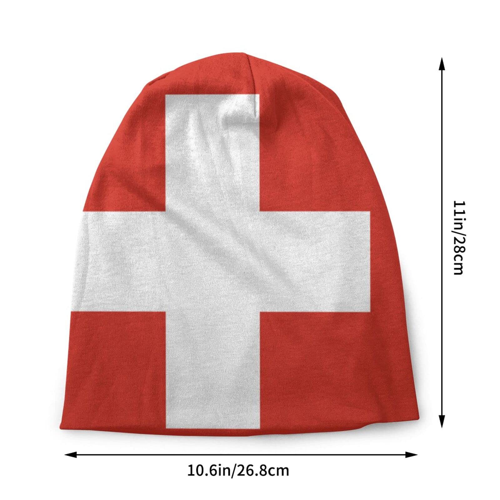 TZT Swiss Flag Beanie Hats Skull Cap Adult Knit Hat Soft Balaclava Baggy Hat Outdoor for Mens Womens