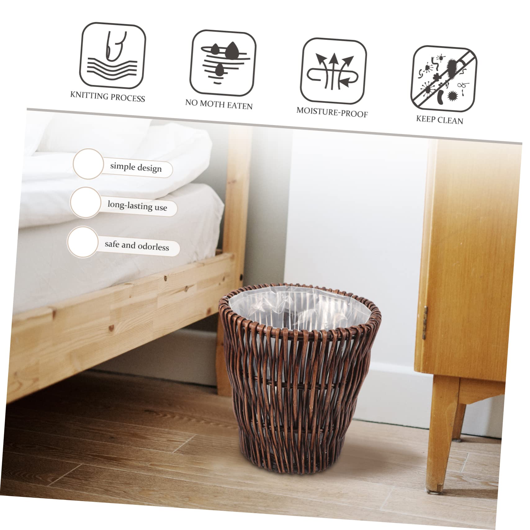 MAGICLULU Small Trash Bin Rattan Woven Basket Multi-Purpose Decorative Waste Basket