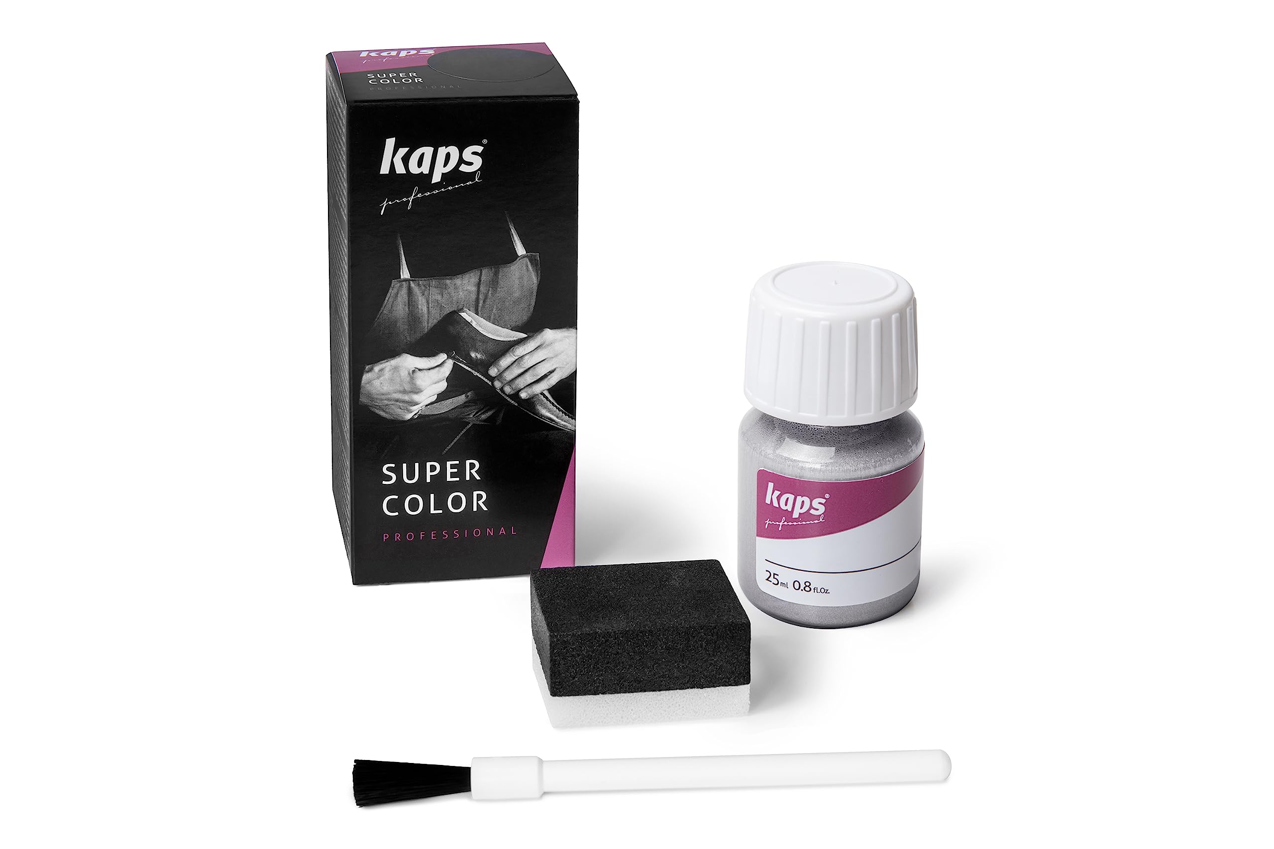 Tinte para Zapatos y Bolsos de Cuero y Textil con Esponja y Brocha, Kaps Super Color, 70 Colores (117 - azul marino) — view 59