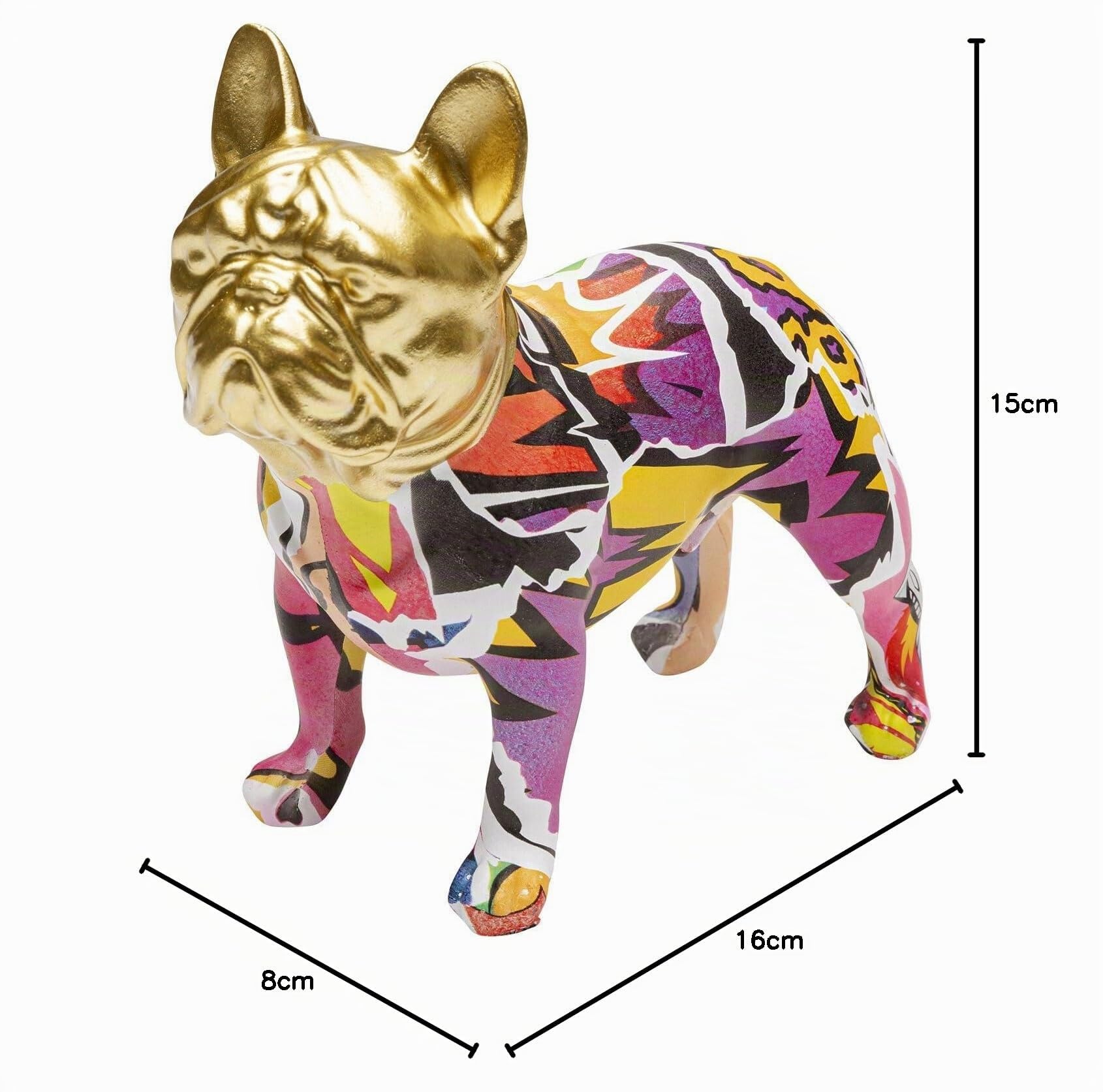 Kare Design Deko Figur Graffiti Dog, Mehrfarbig, Handbemalt, Jedes Stück EIN Unikat, Tiermotiv, Accessoire, Wohnzimmer, Deko für Regale, Sideboards, 15x8x16 cm (H/B/T)