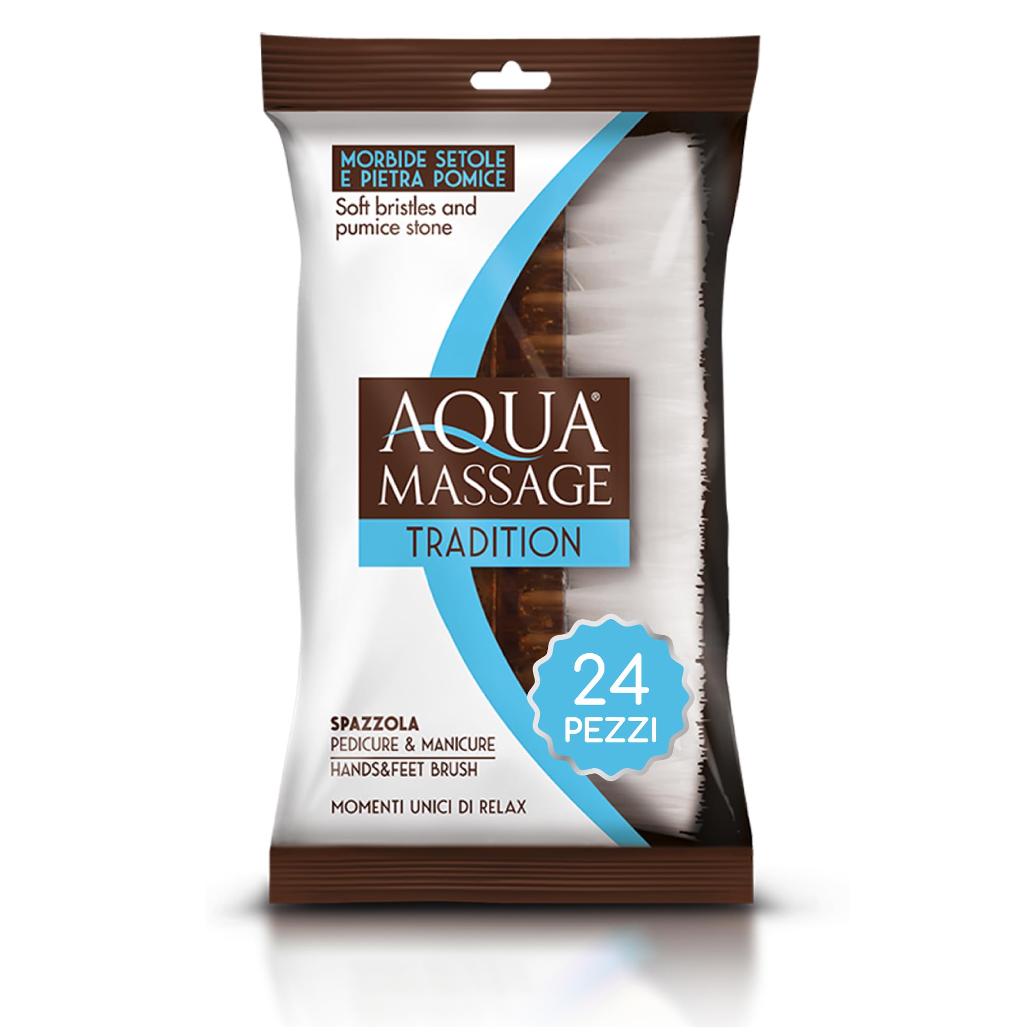Arix | 24 Spazzole Pedicure & Manicure della Linea Aqua Massage Tradition, Spazzolino con Setole Morbide per Unghie e Pietra Pomice, Kit Manicure - 24 Pezzi