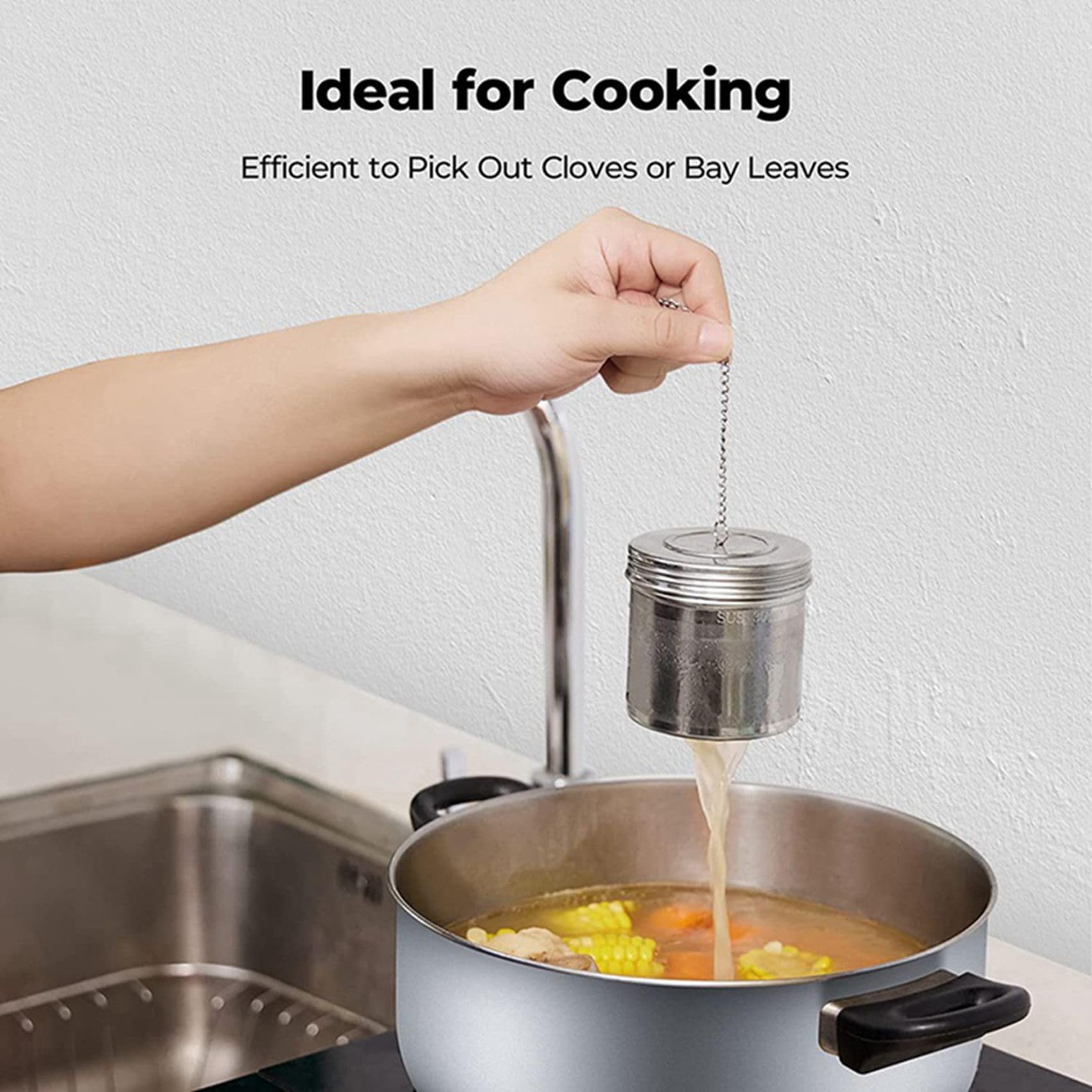 Grand Infuseur à Boules à Thé 6 Pièces pour Thé en Vrac et Infuseur à Épices pour la Cuisson, Couvercle Fileté, Passoire à Thé à Extra Fines