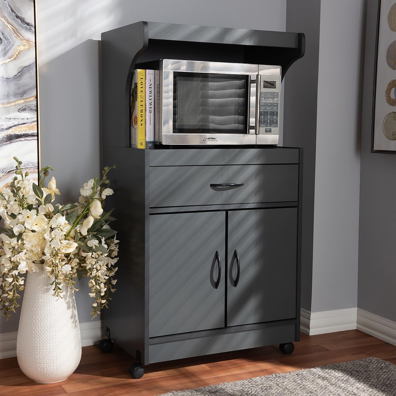 Baxton Studio Terline Kitchen Cabinet, Dark Grey