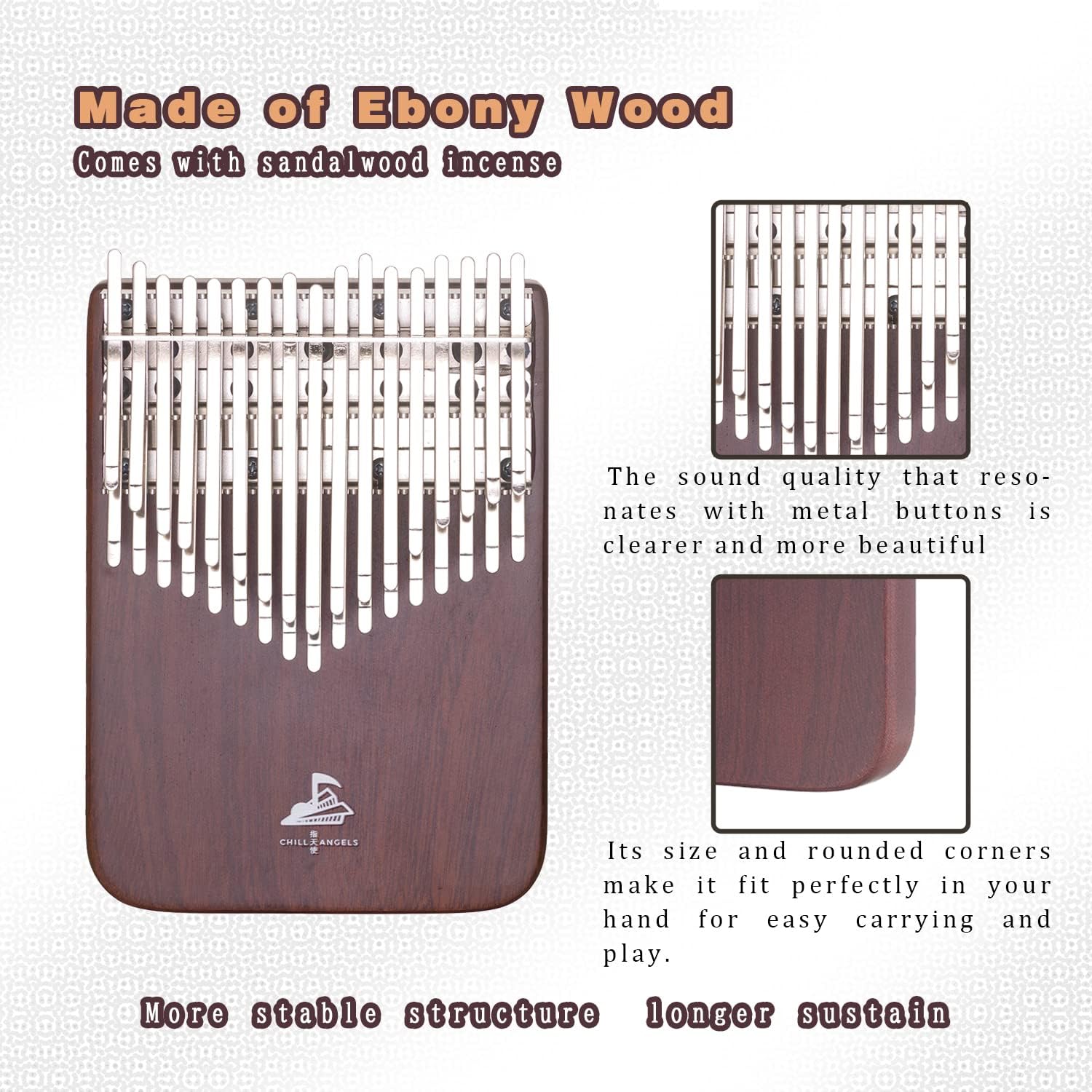 Chill Angels Kalimba Daumenklavier 34 Tasten C - Dur Musikinstrument, Fingerklavier Instrument Klaviergeschenk für Kinder und Erwachsene Anfänger