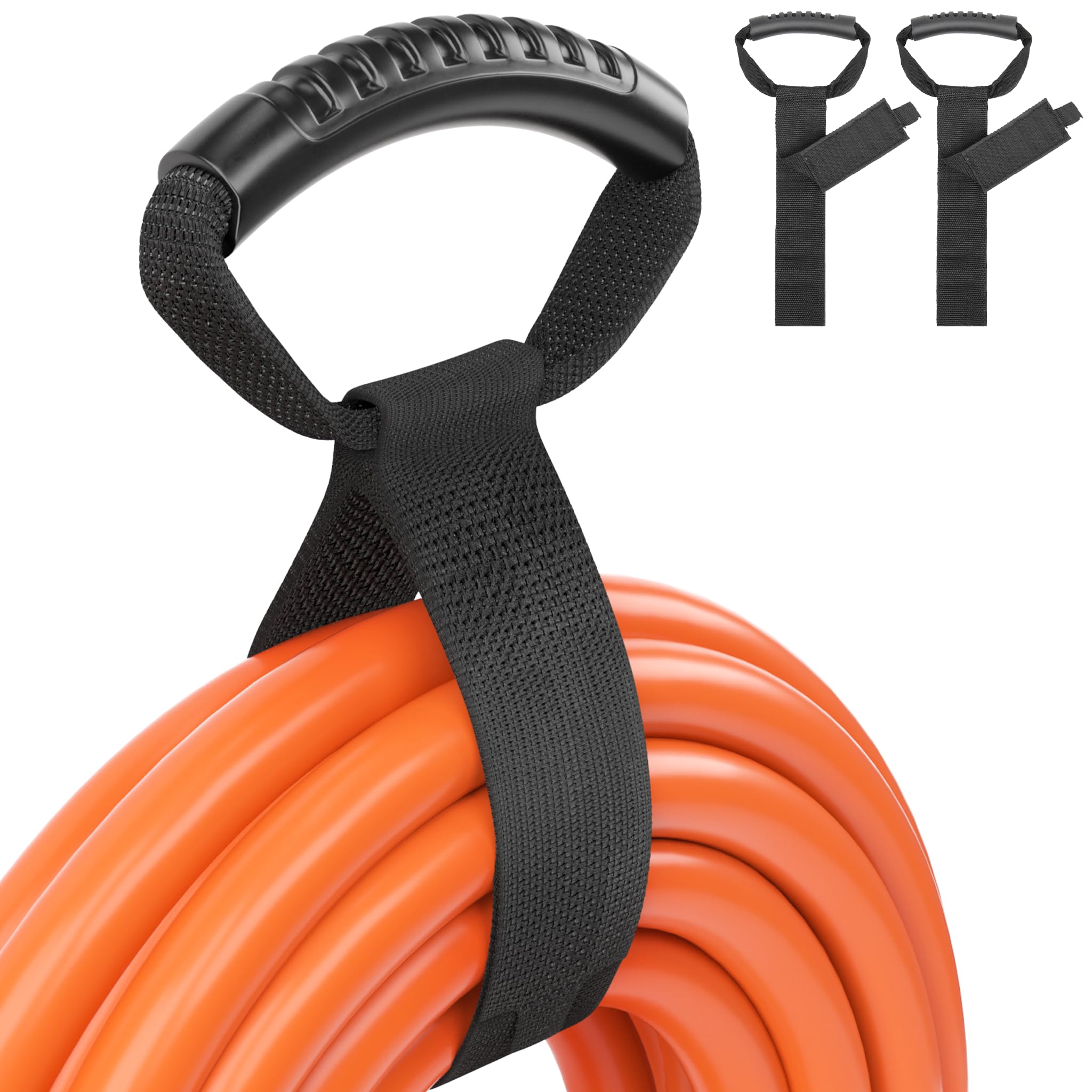 PlugSaf Garage Storage 2-Pack 16 Inches Reusable Cable Straps, Adjustable Cord Straps, Cable Organizer, Straps Cord Wrap and Hook Loop Cords Management - Black