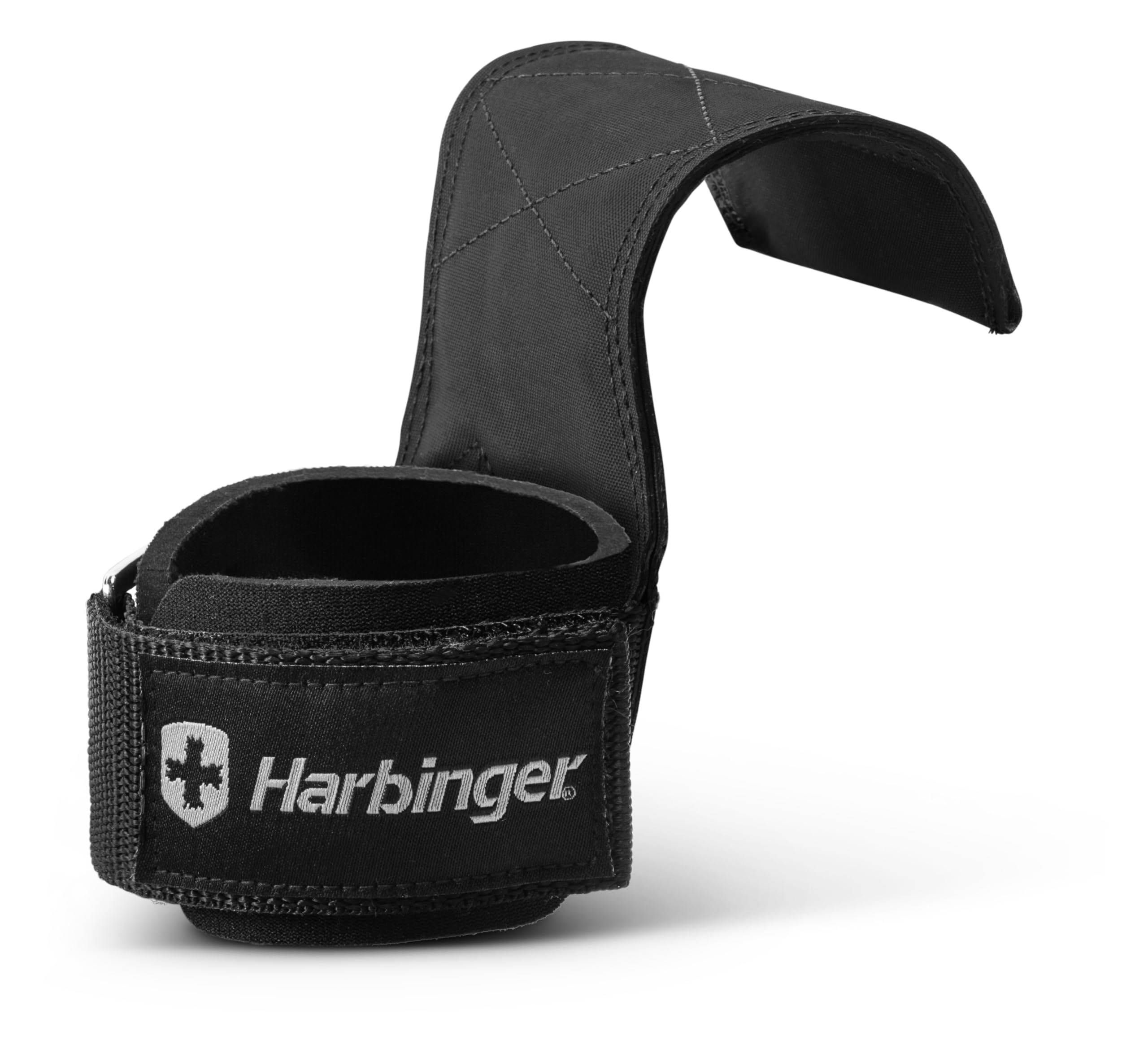 Harbinger Pro Lifting Grips-Left/Right Construction with Non-Slip Material Provides Comfort,Neoprene Pads Secure and Stabilise Wrists,Ideal For Heavy Lifting,Large,Black
