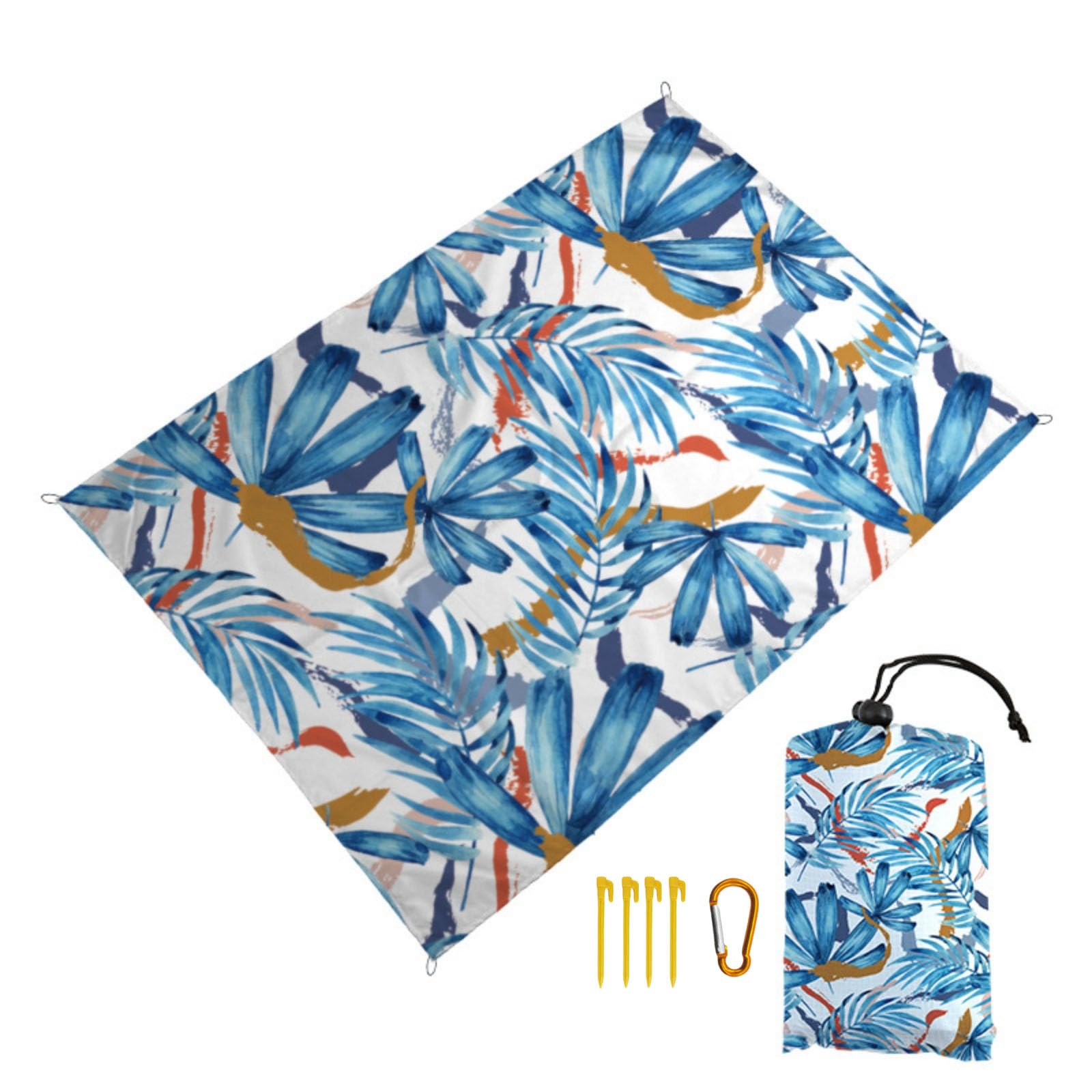Surwin 3D Prints Sand-Free Waterproof Beach Blanket, Lightweight Compact Mats Quick-Dry Microfibre Beach Pad Extra Large Oversized Pool Towels for Camping, Hiking, Picnic (Botanicals,100x140cm)