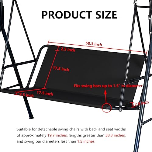 Miniatura 2 de Fundas de repuesto para asientos de columpio de patio al aire libre, 3 plazas, 600D, mejoradas, gruesas, de tela Oxford impermeable, para porche,
