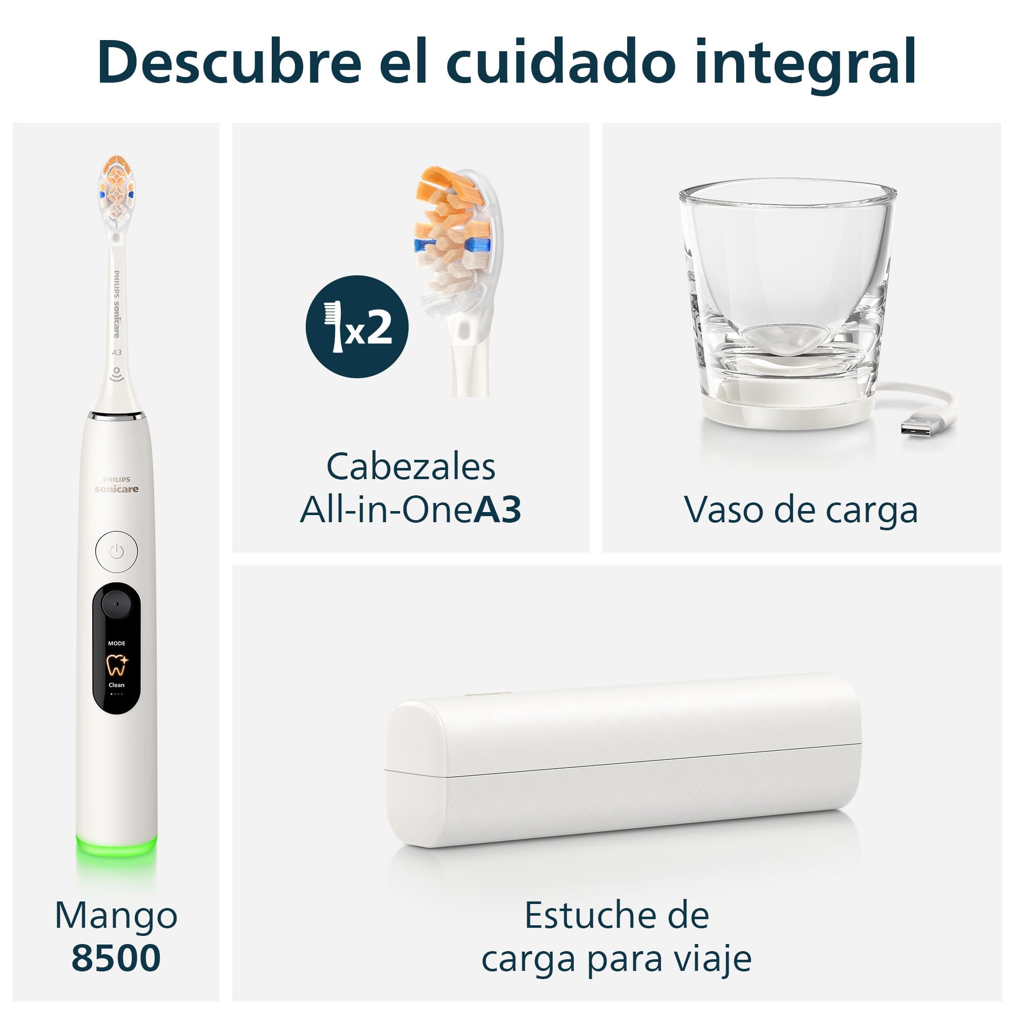 Philips Sonicare Next-Generation DiamondClean 8500 Cepillo de dientes eléctrico - con Smart Pressure Feedback y 18 ajustes, blanco talco, HX8514/11