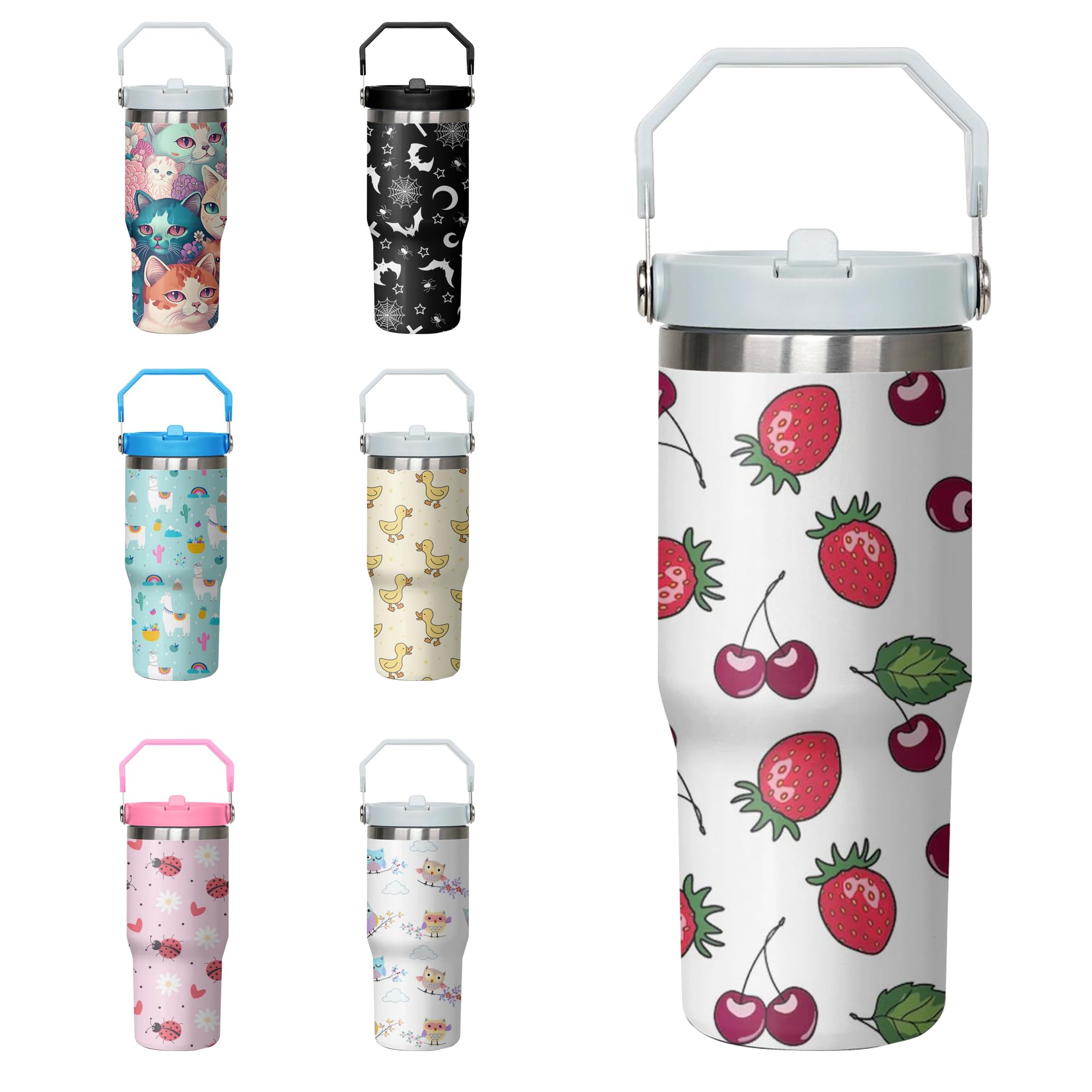 Amazon.com: Xchearser Strawberry Cherry Tumbler with Handle and