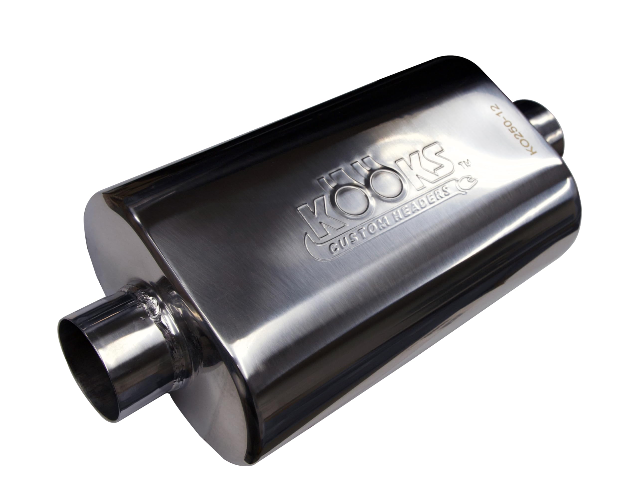 Kooks Headers2-1/2" Oval Center/Center Muffler 12" Long Body Polished Stainless Steel. - KO250-12