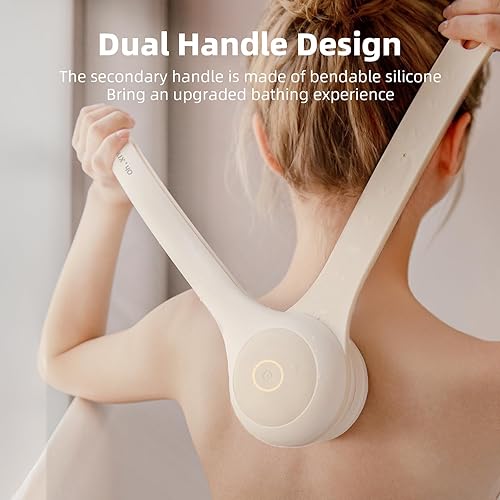 Miniatura 3 de Cepillo corporal eléctrico para ducha, limpiador de cuerpo largo impermeable de doble mango con 3 cabezales, cepillo de baño recargable y 2