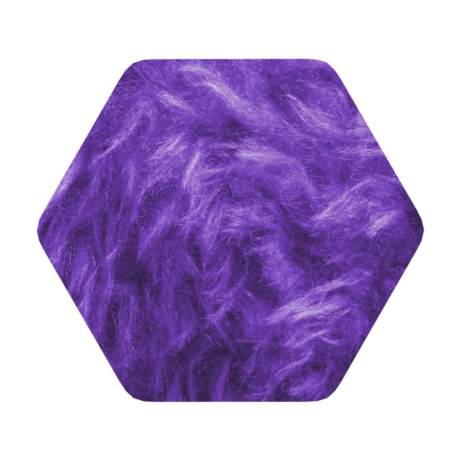 purple PU Leather Coasters Set of 6 Hexagon Drink Coasters