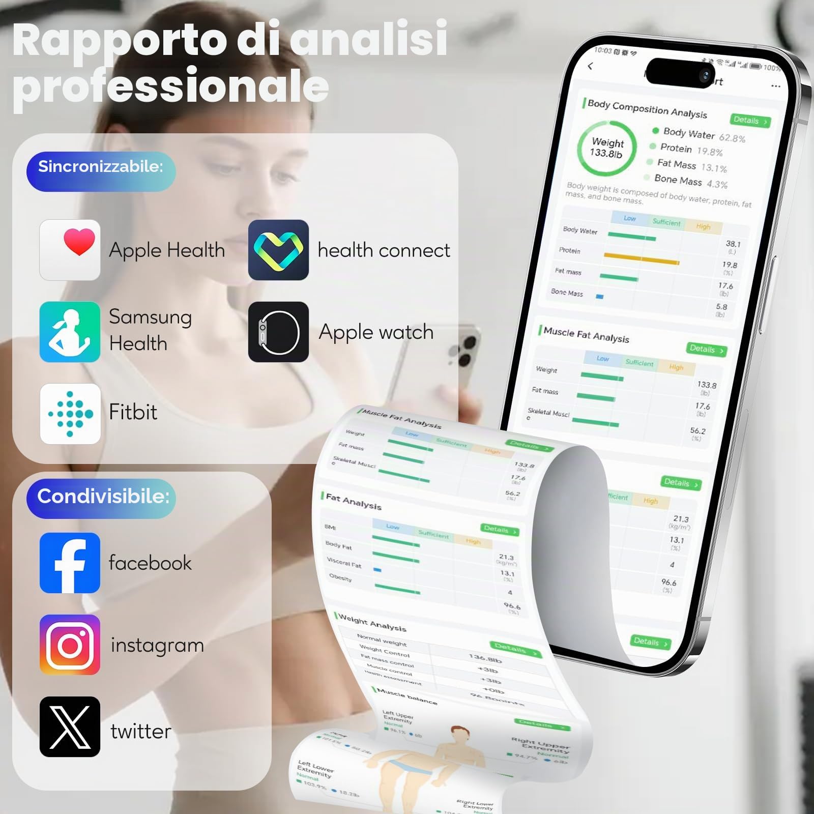 arboleaf Bilancia Impedenziometrica, 50 Metriche, 180 kg, Bianco avorio | Bilancia Pesapersone Digitale Intelligente, Bluetooth e APP, BIA a 8 Elettrodi, Analisi Corporea per BMI,Muscoli e Grassa