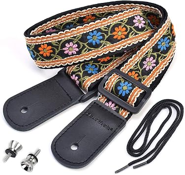 CLOUDMUSIC Tenor Concert Soprano Baritone Ukulele Strap Coloful Hawaii Floral Jacquard For Adult Size And KidsBlue Orange Pink Flowers
