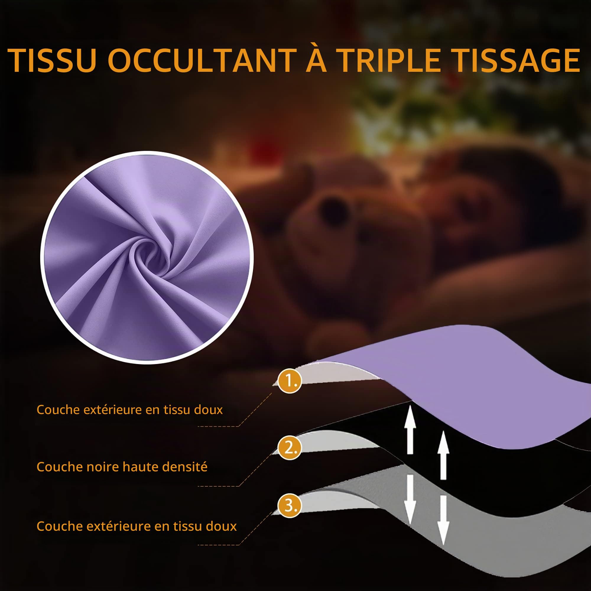 KOUFALL Lot de 2 Rideaux occultants à Isolation Thermique pour Chambre à Coucher de Fille, dortoir, Violet, Lilas, Violet, 106 x 160 cm de Long