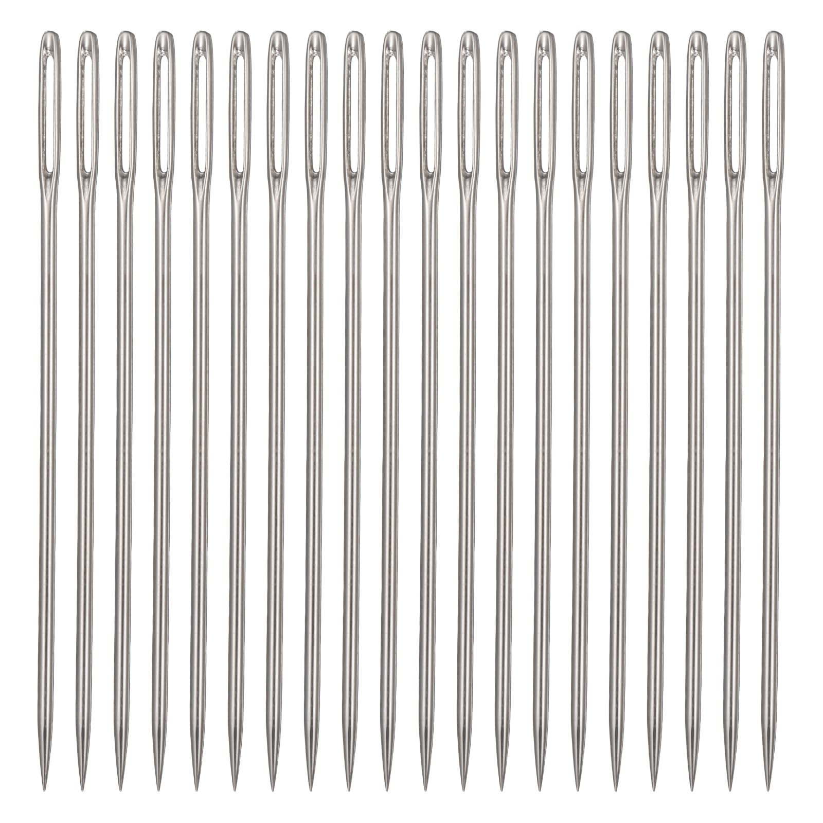 sourcing map 100Pcs Large Eye Sewing Needles 2.2" Knitting Needle Stainless Steel Stitching Large Eye Embroidery for Hand Sewing Leather Quilting Crochet, Silver