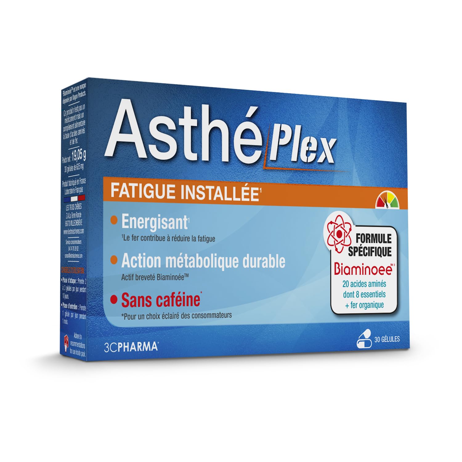 3C Pharma - Asthéplex 30 Gélules - Énergie Fatigue Fer Acides Aminés