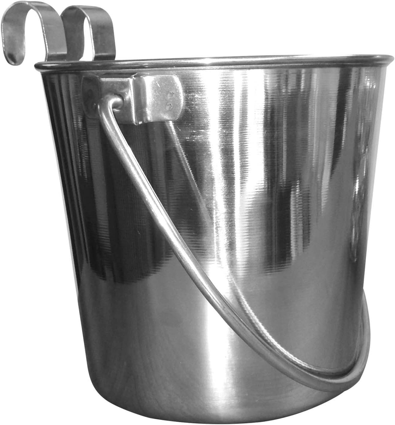 Pawesome QT Dog Flat Sided Stainless Steel Bucket with Hooks, 4 Quart