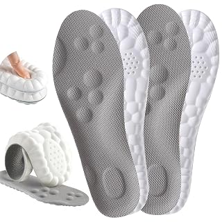 4D Cloud Insoles for Men Women, Plantar Fasciitis Insole, Memory Foam Cloud Insoles, Trim to Fit Arch Support for Foot, Comfort Breathable - 2 Pairs (Gray, Men 6-7/ Women 7.5-8.5) - Amazon product rated Grade A