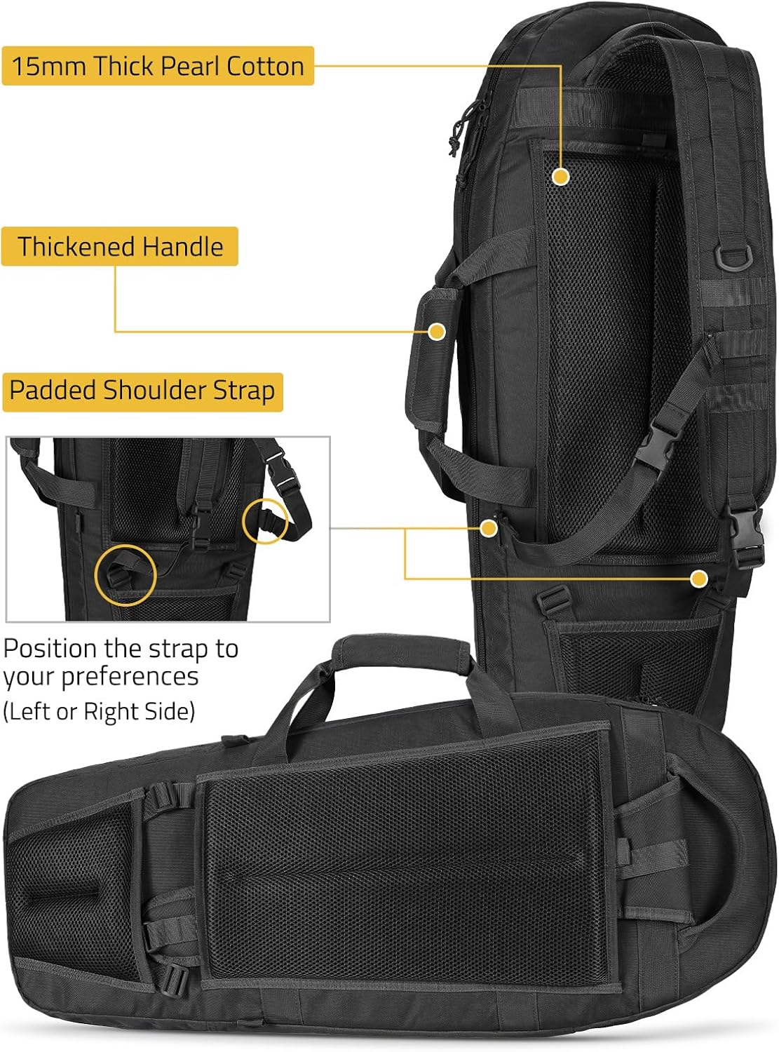 CVLIFE 30'' Soft Rifle Case, Rifle Bag Sling Backpack Bag with Padded Shoulder Strap and Lockable Zippers, Molle System for Hunting and Shooting