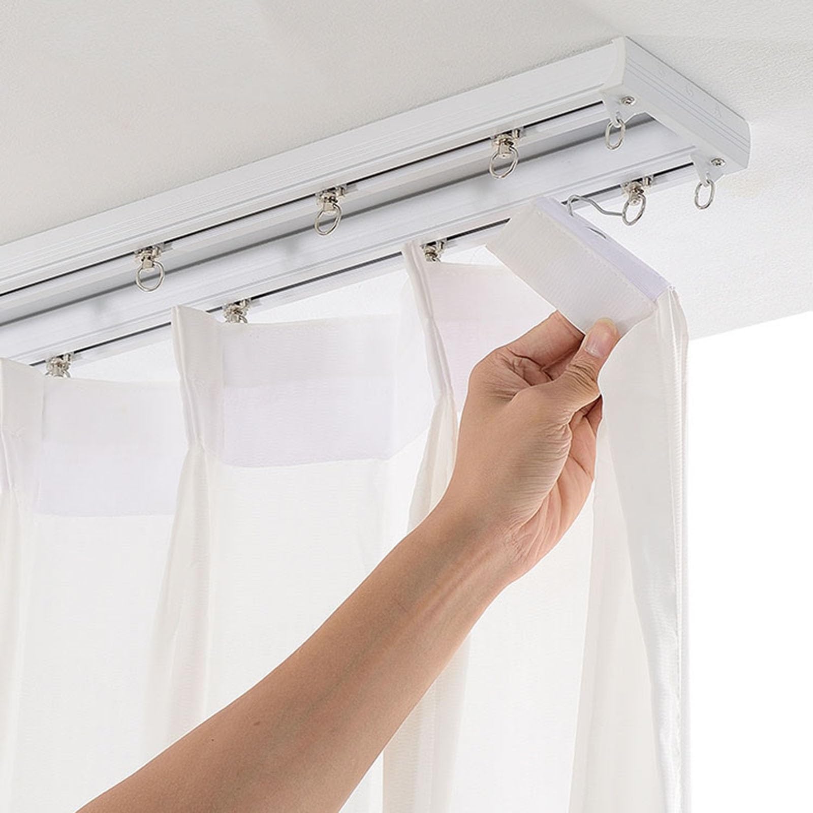 Riel De Techo De Aluminio Con Doble De Poleas, Elegante Riel De Cortina, image size:1600x1600