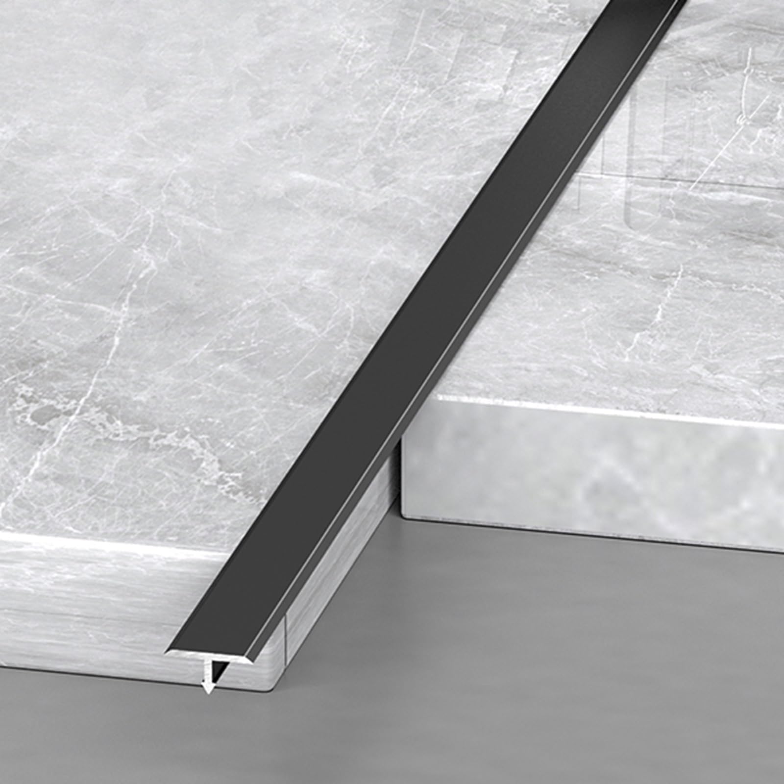 T-Sd - Tira divisora de suelo de metal, laminado de vinilo de 60 pulgadas y junta de costura de umbral de madera, fácil de cortar e incrustar, 10 mm de ancho para G en azulejos y tablones