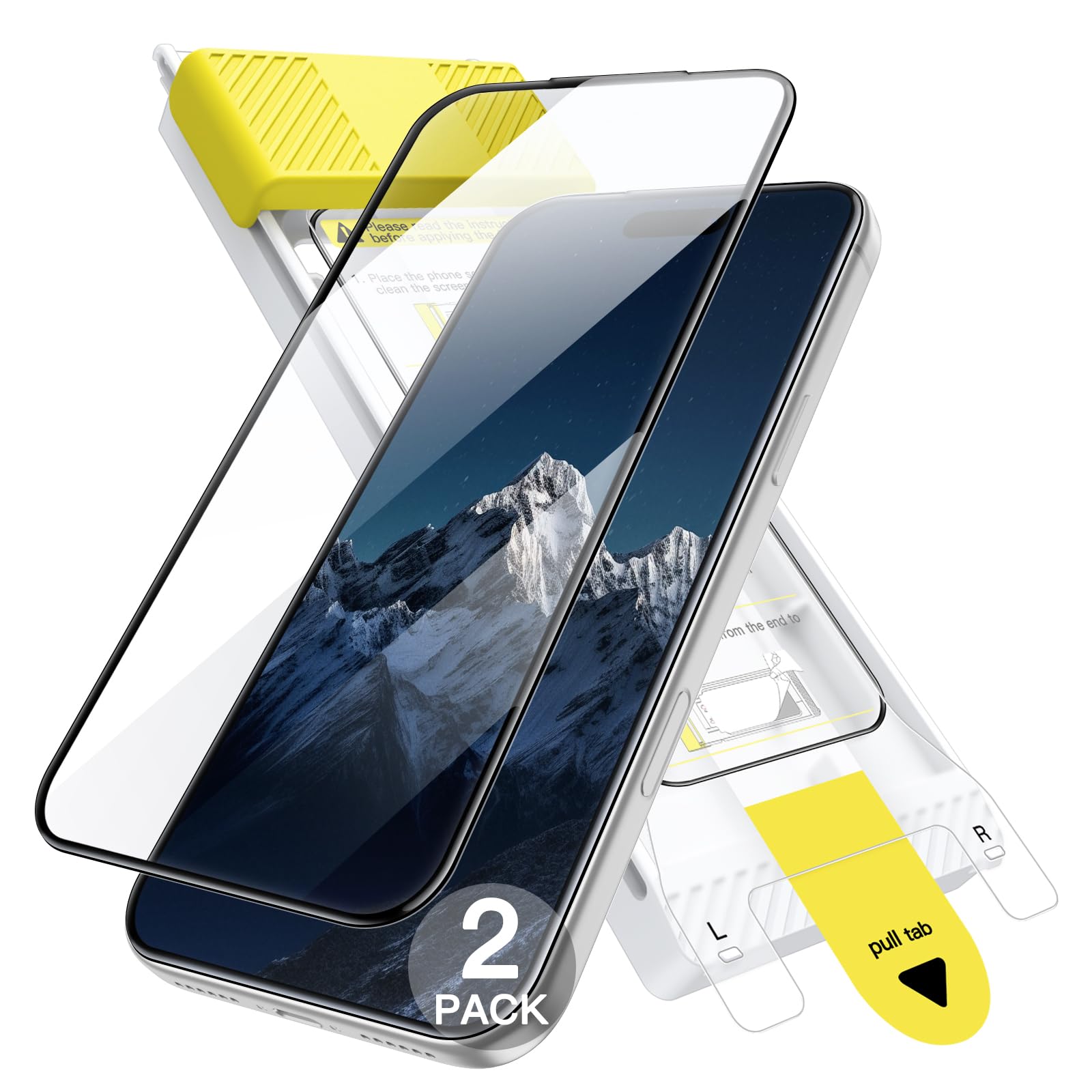 JETech 3D 9H+ Protector Pantalla para iPhone 17 Pro Max, 2 Unidades | Cobertura Completa, Cristal Vidrio Templado, Antihuellas, Alineación Automática Instalación, Amigable para Funda