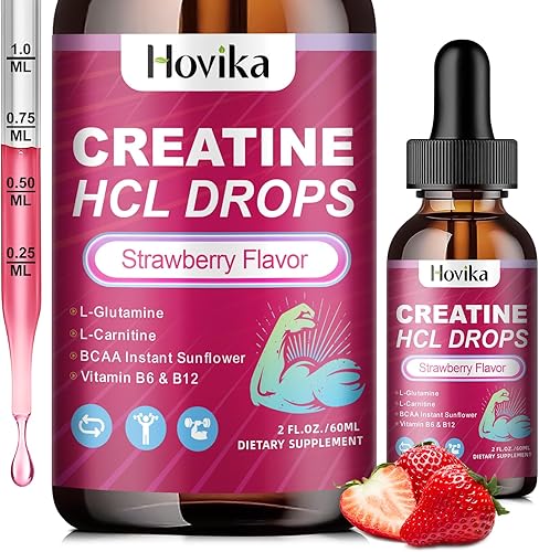Gotas líquidas de creatina HCL para hombres y mujeres, clorhidrato de creatina con L-carnitina, L-glutamina, BCAA, vitamina B12 y B6 para el
