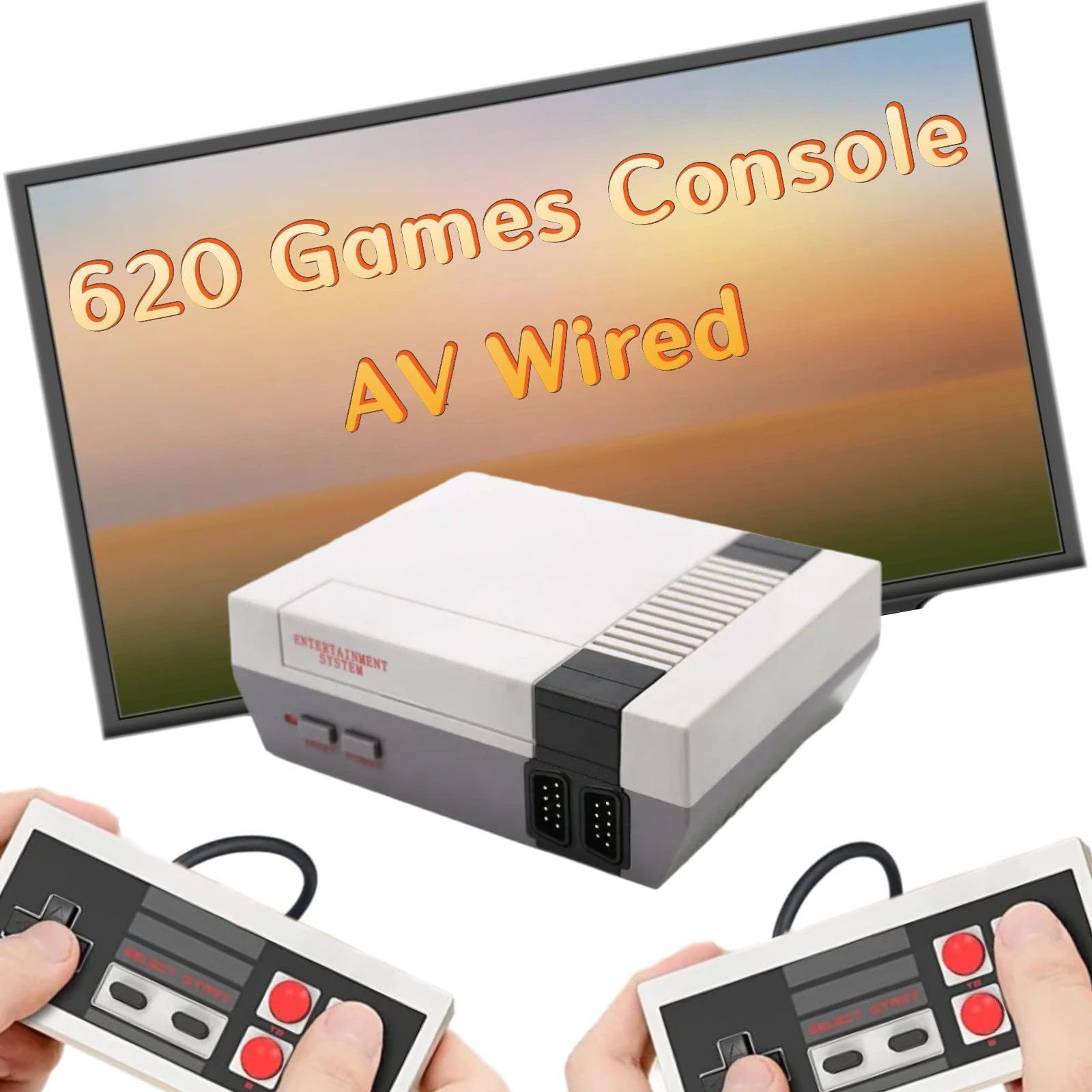 Retro Game Console with 620 Built-in Video Games,Classic Mini Game System with Wired Controller, AV Output Plug and Play Video Games (Pale Grey)