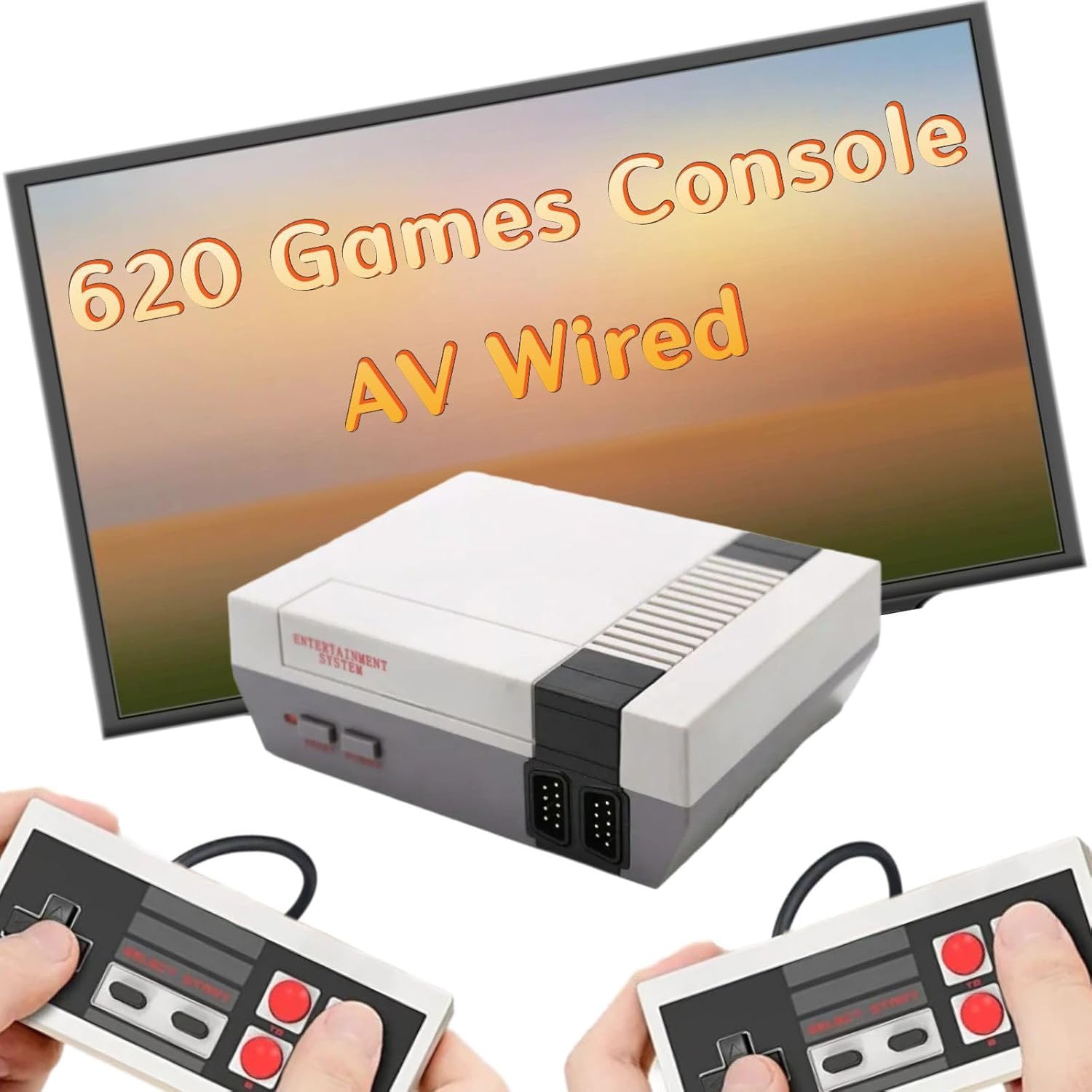 Retro Game Console with 620 Built-in Video Games,Classic Mini Game System with Wired Controller, AV Output Plug and Play Video Games (Pale Grey)