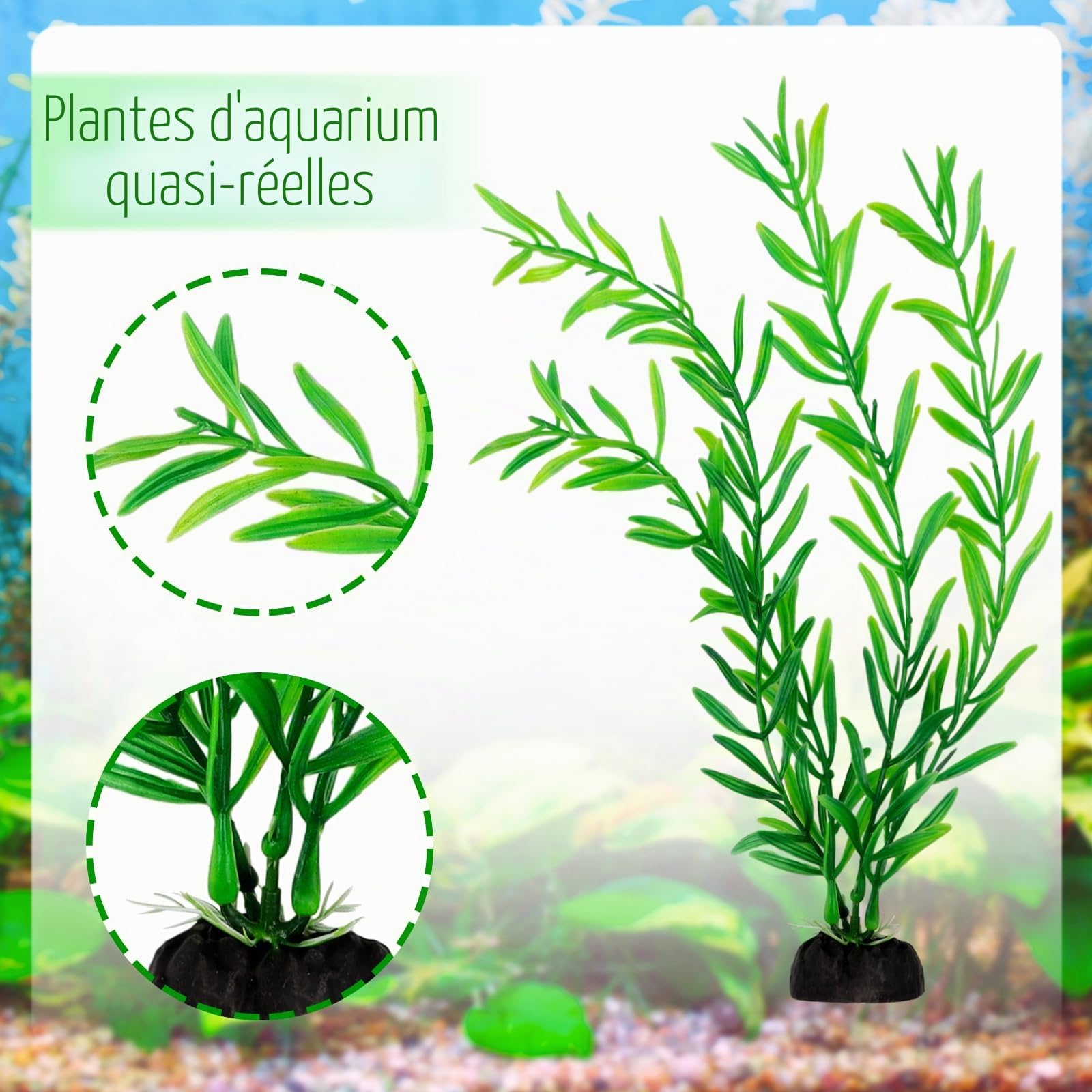 QUOZUO 25 Pièces Vert Aquarium Plante Décorations, Plantes Artificielle Aquarium Décor, Terrarium Plante Décoration pour Aquarium