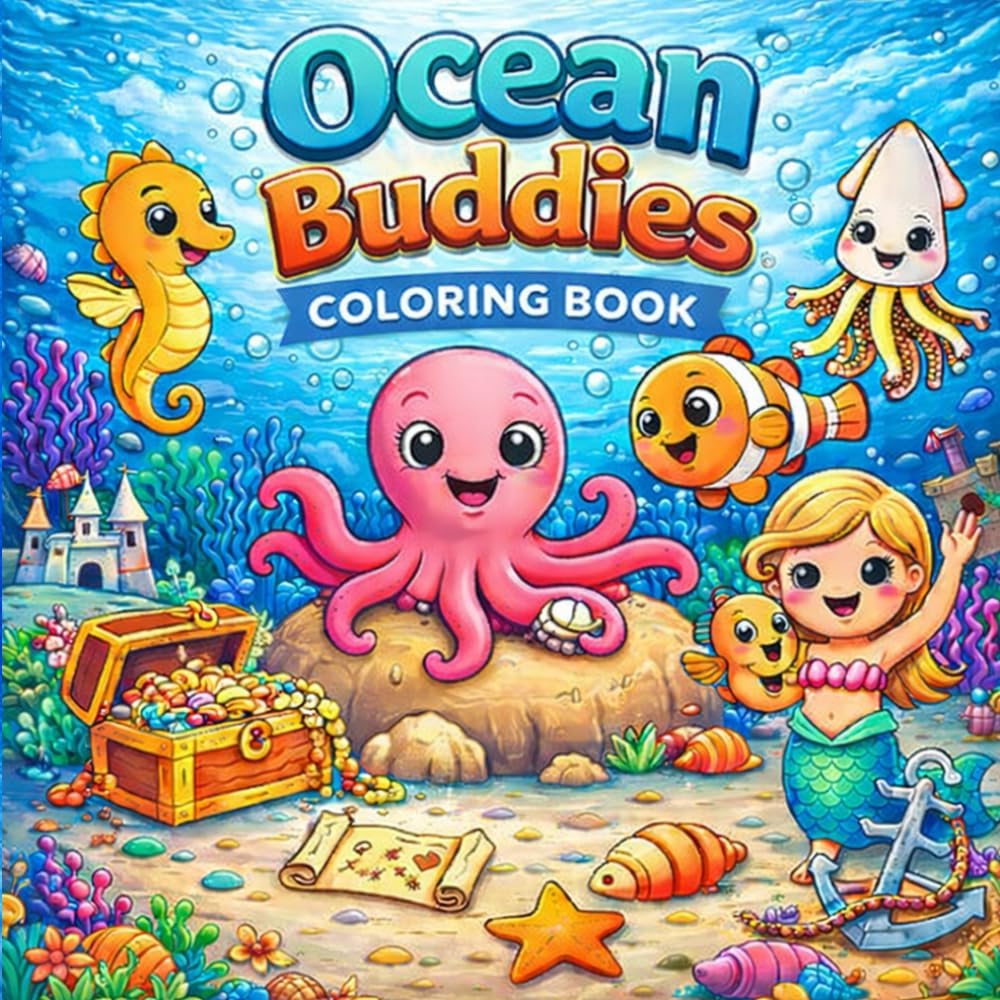 Ocean Buddies: Coloring Book for Adults and Kids, Bold and Easy Designs for Relaxation and Stress relief with Sea Life (Bold-Easy Coloring)