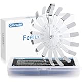 CAMWAY Angled Feeler Gauges Stainless Steel - 16 Blades 45º Offset Bent Feeler Gauge 0.005-0.020 inch/ 0.127-0.508 mm,Gap Thickness Gauge for Valves,Spark Plug,Printer,Guitar Width Thickness Measure