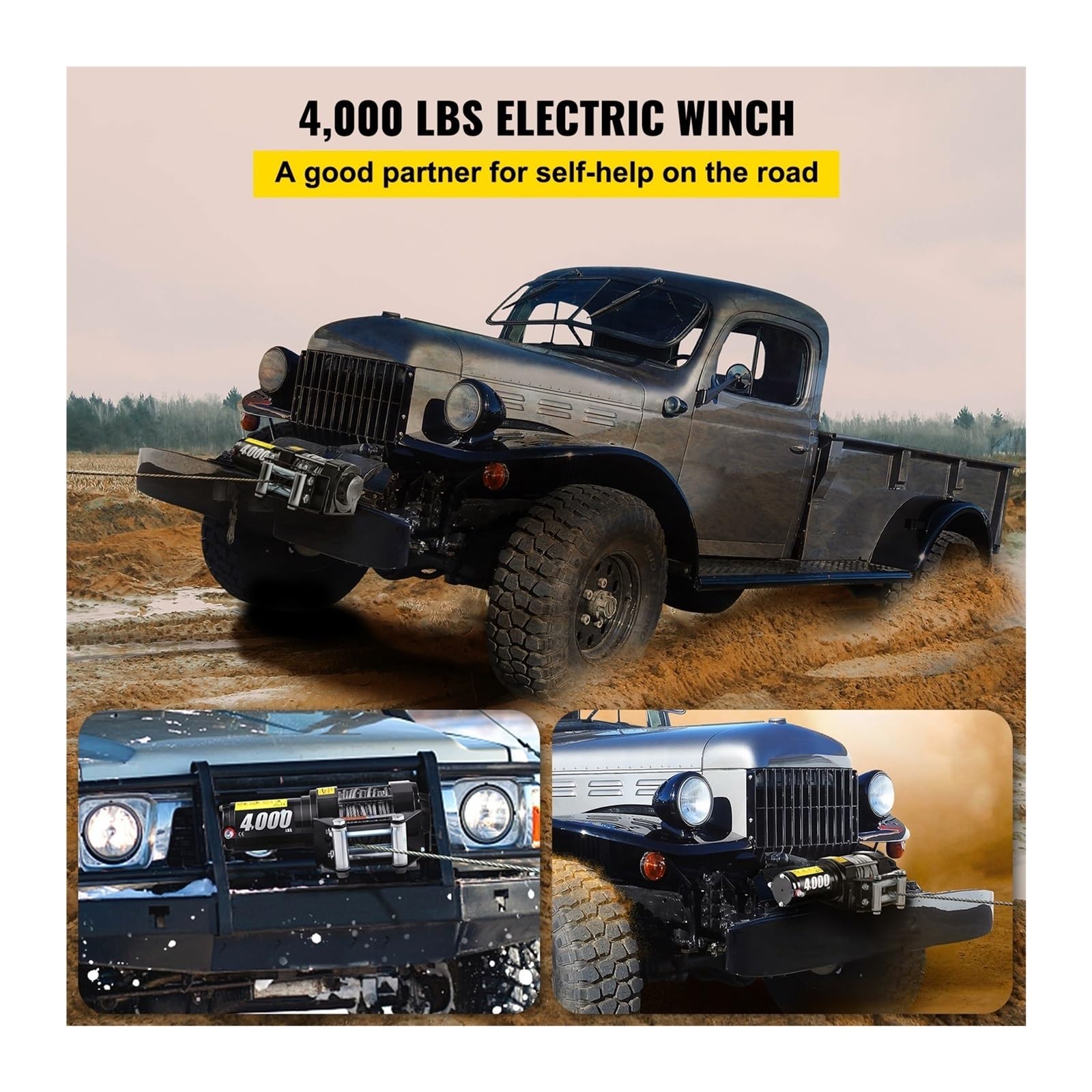 Wciągarka elektryczna 12 V, 4000 funtów, ze stalową linką, sterowanie bezprzewodowe, do samochodów terenowych, 4x4 i 43 stopy Dla początkujących majsterkowiczów