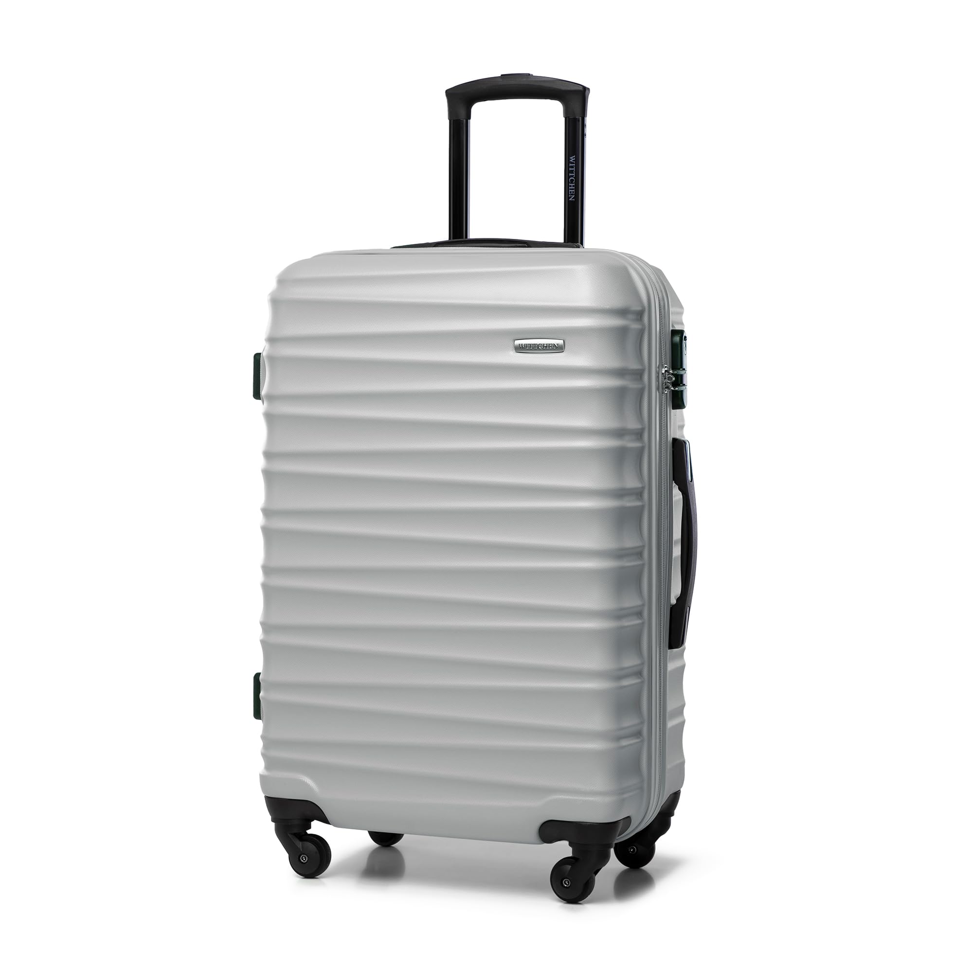 WITTCHEN Maleta Grande Trolley ABS rígido para facturación con 4 Ruedas giratorias Cerradura de combinación asa telescópica Groove Line Negro Ryanair/Vueling/Iberia/easyJet/Iberia Express — view 24