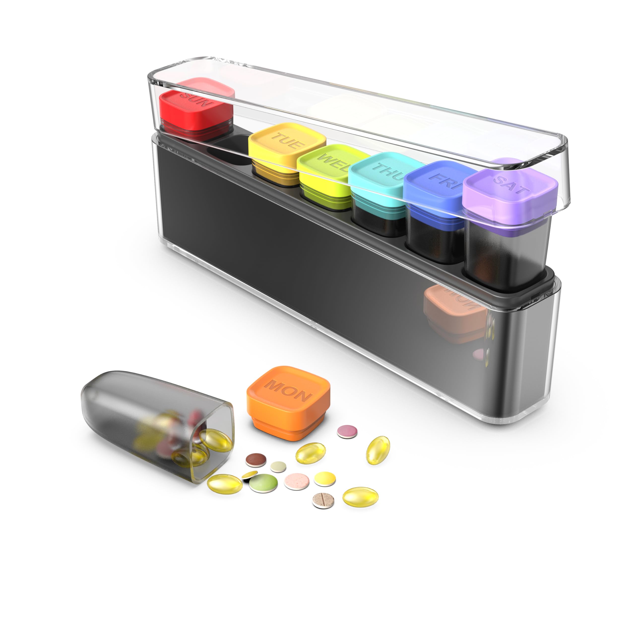 Weekly Pill Organizer 1 Time a Day HIONXMGA Detachable Travel Pill Box 7 Day Large Medicine Pill Case