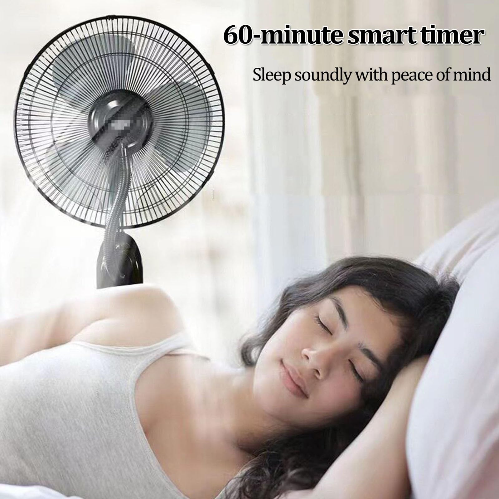 Ventilatore a piantana oscillante con nebulizzatore per esterni | Timer da 60 minuti, ventilatore da 16 pollici con serbatoio d'acqua da 4 litri per uso domestico e commerciale(A)