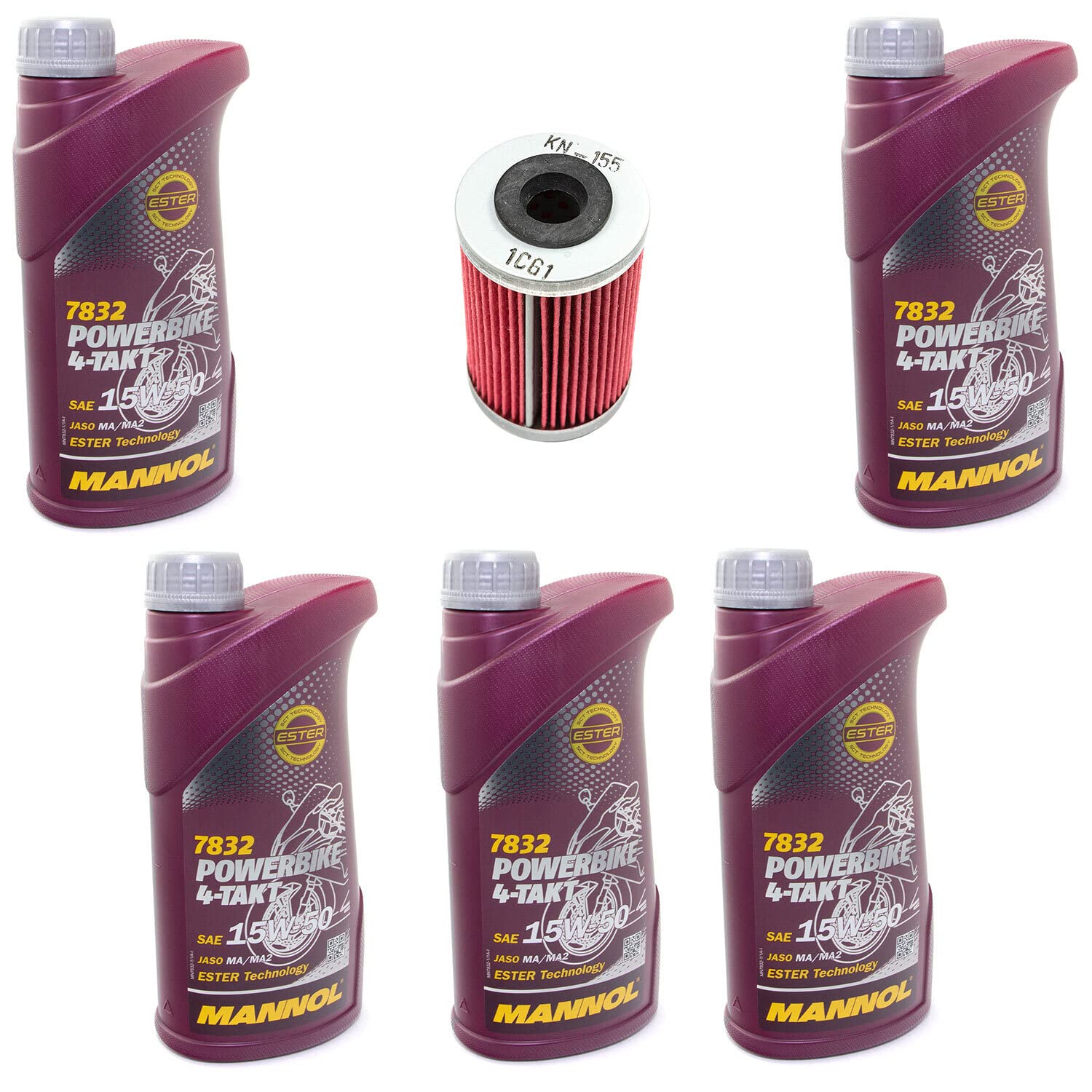 Motoröl Set 15W50 5 Liter + Ölfilter KN155 für Beta KT M