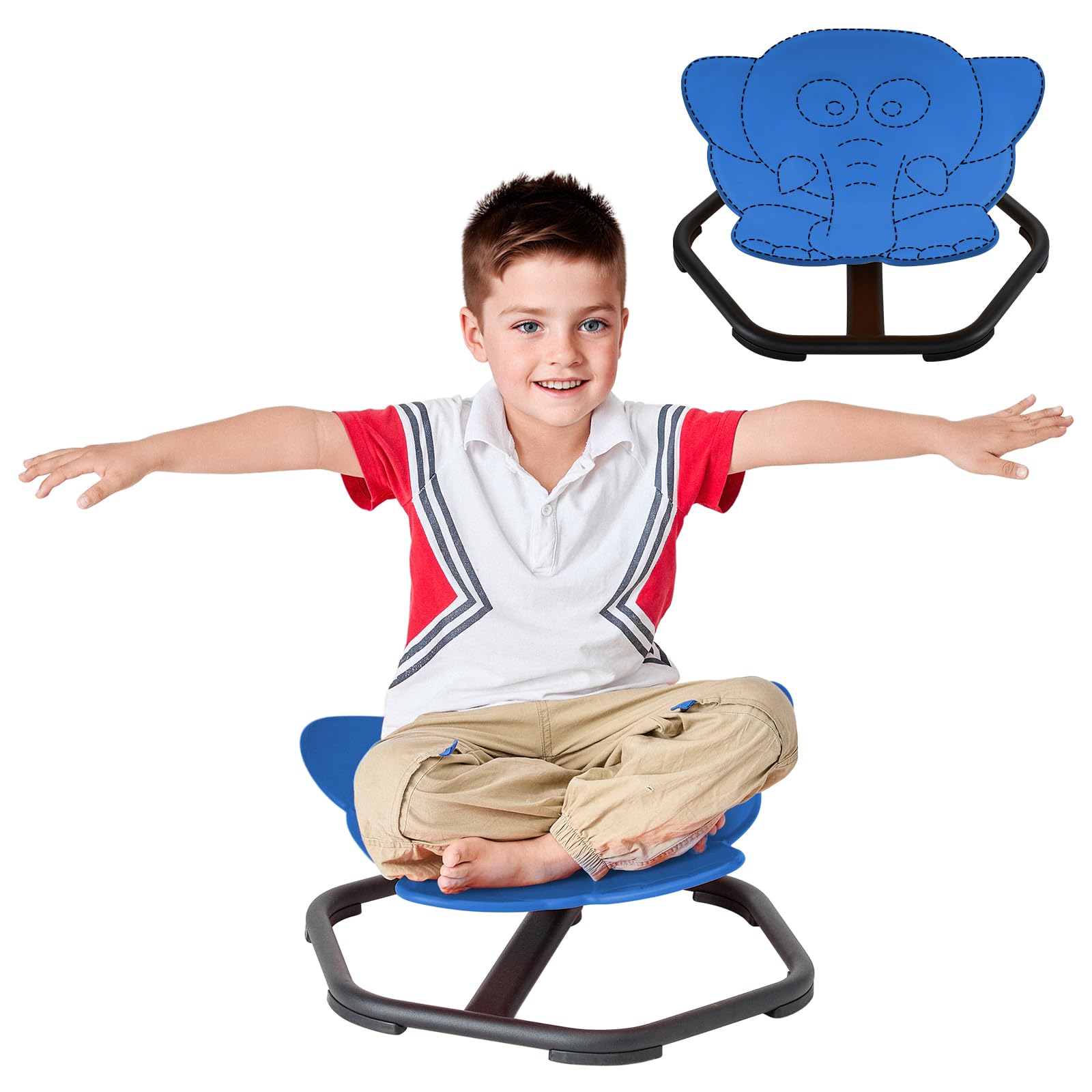 Autism Kids Swivel Chair, Sensory Toys Chair for Kid Spinning Sensory Carousel Chair, Wobble Chair Kids Adhd, Sit and Spin for Autistic Swivel Chairs for Kids (Dark Blue)