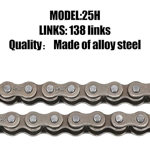 Miniatura 5 de YOXUFA Cadena de transmisión 25H 138 eslabones para maquinilla de afeitar de 33cc 47cc 49cc 2 tiempos SX350 SX500 MX500 MX650 Cobra Cagllari Cag